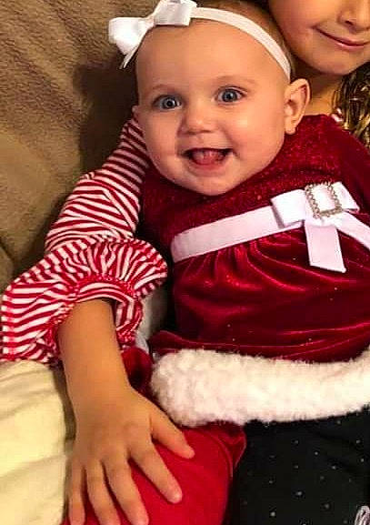 Grace-leigh joined the competition — help win amazing prizes! abdomen, cheek, child, christmas, day, girl, hair_accessory, happiness, headgear, human_hair_color, infant, joy, lap, person, product, red, skin, smile, textile, toddler