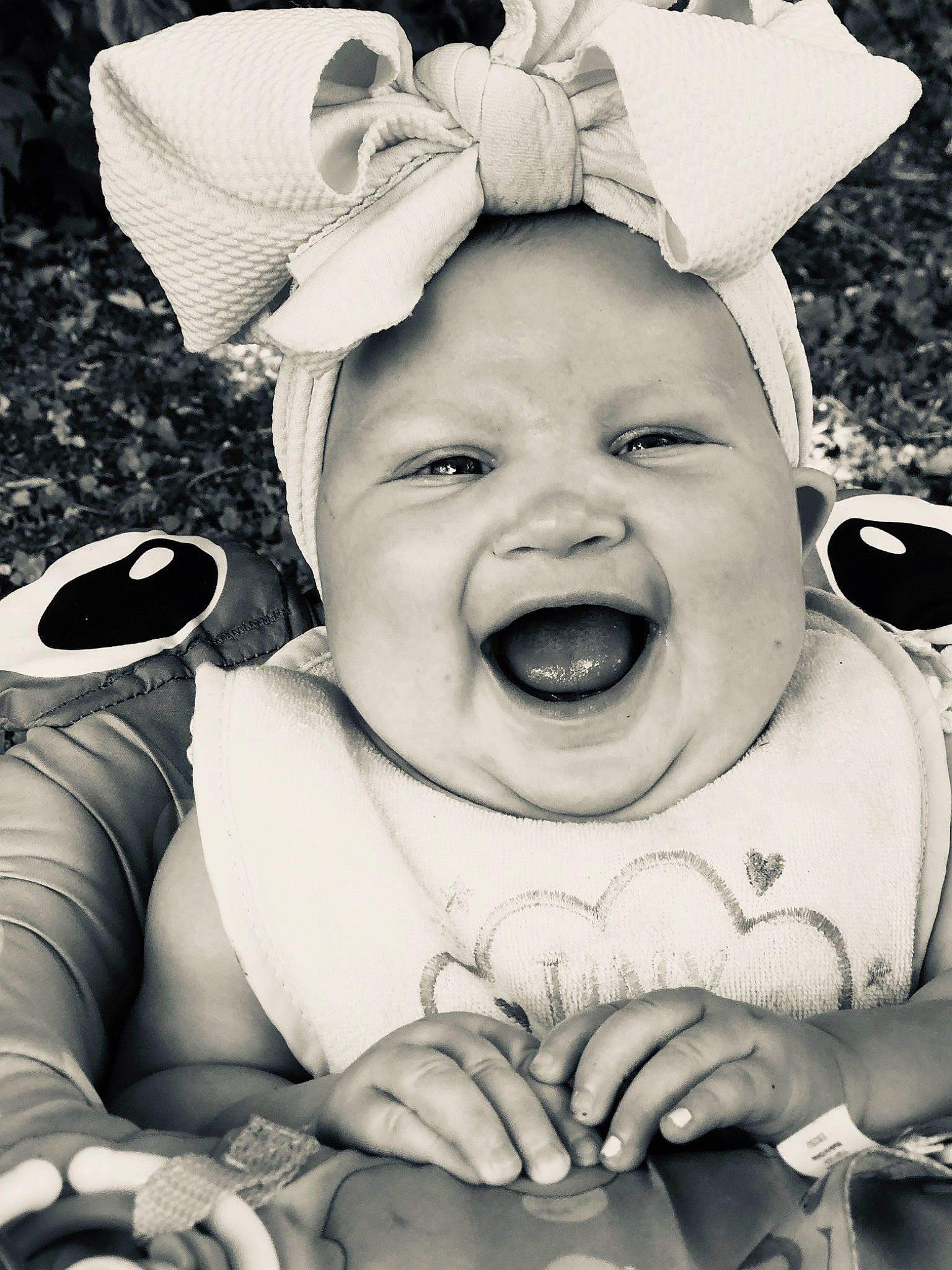 Nevaeh joined the competition — help win amazing prizes! baby, baby_laughing, black_and_white, cheek, child, facial_expression, fun, happy, hat, headgear, laugh, monochrome, monochrome_photography, mouth, person, photograph, photography, smile, stock_photography, style