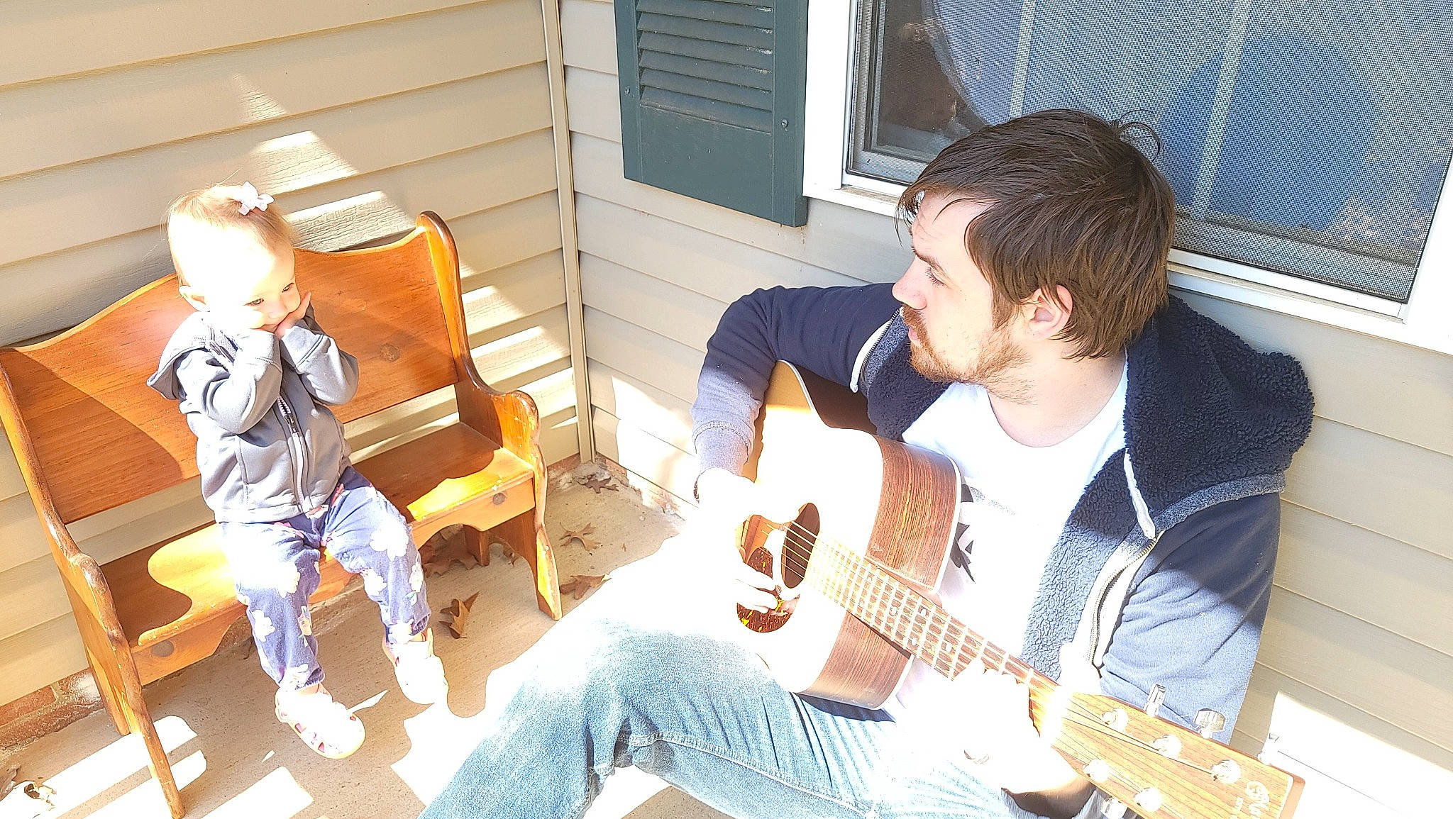 Maggie Jane joined the competition — help win amazing prizes! acoustic_guitar, audio_equipment, chair, electric_guitar, event, fun, guitar, guitar_accessory, guitarist, jeans, leisure, music, musical_instrument, musician, person, plucked_string_instruments, string_instrument, string_instrument_accessory, t_shirt, wood