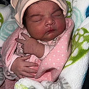 Izabella is registered to the contest to win money with this photo: newborn, baby, sleeping, hat, blanket, pink, hand_gesture, cute, infant, clothing, wrapped, soft, peaceful, child, face, portrait, indoors, warm, resting, cozy