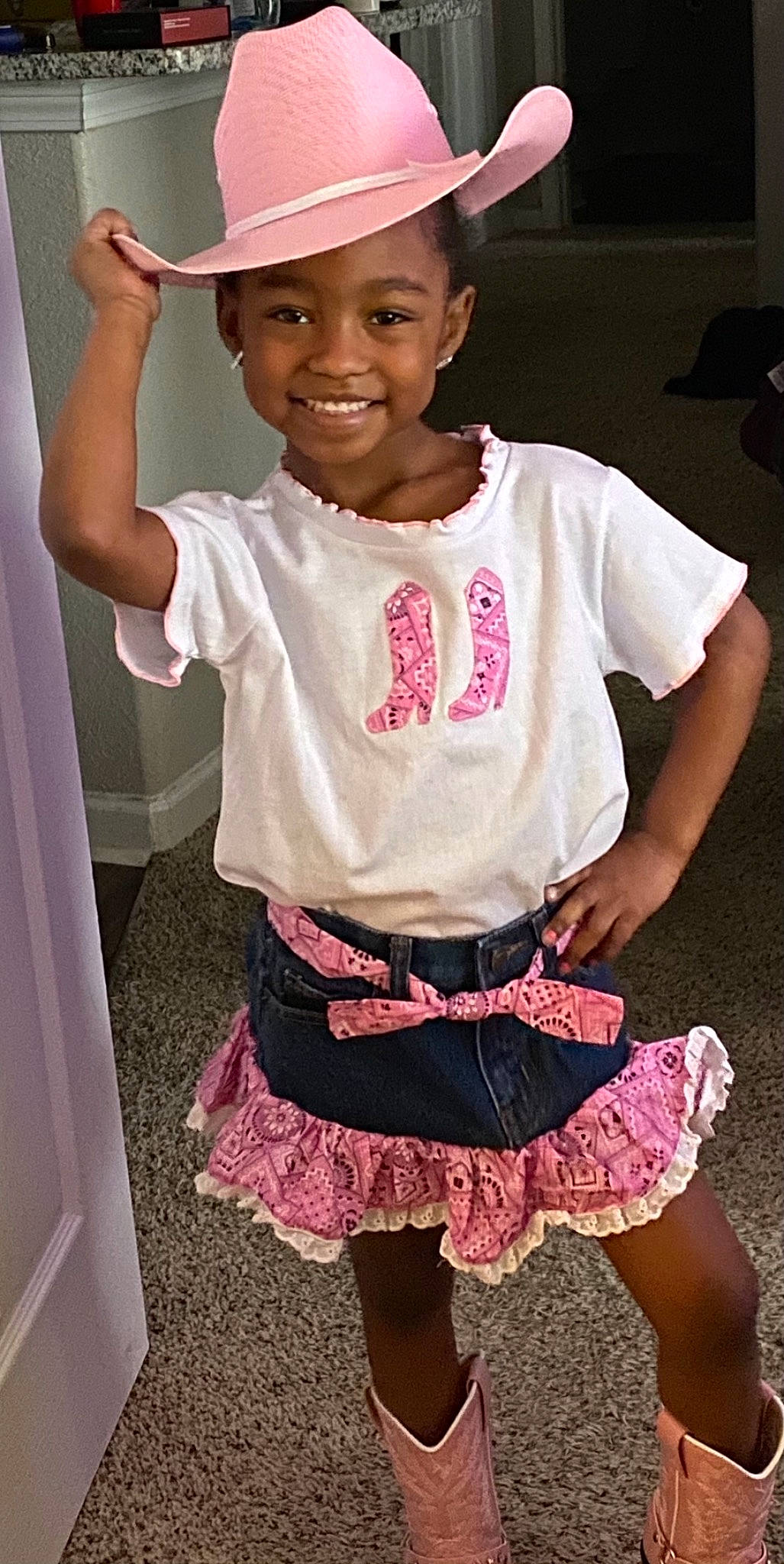 Khenzi joined the competition — help win amazing prizes! baby_toddler_clothing, baseball_cap, cap, event, fashion_accessory, fashion_design, happy, headwear, human_leg, joy, knee, magenta, person, pink, ruffle, sleeve, smile, sock, t_shirt, thigh