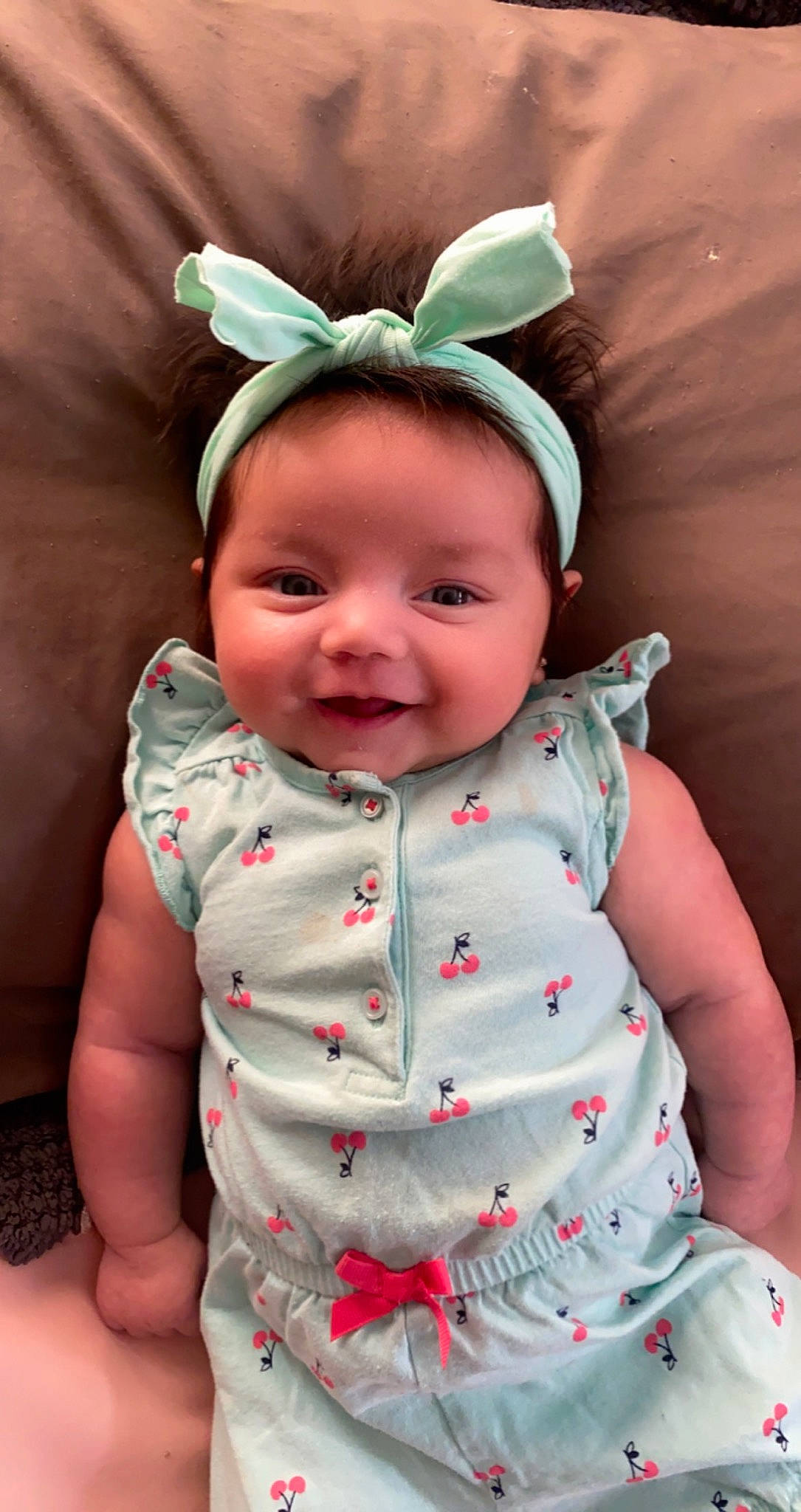 Dahlia joined the competition — help win amazing prizes! baby, baby_toddler_clothing, cap, child, costume_hat, dress, facial_expression, fun, grass, green, happy, joy, lip, person, pink, product, skin, sleeve, smile, textile
