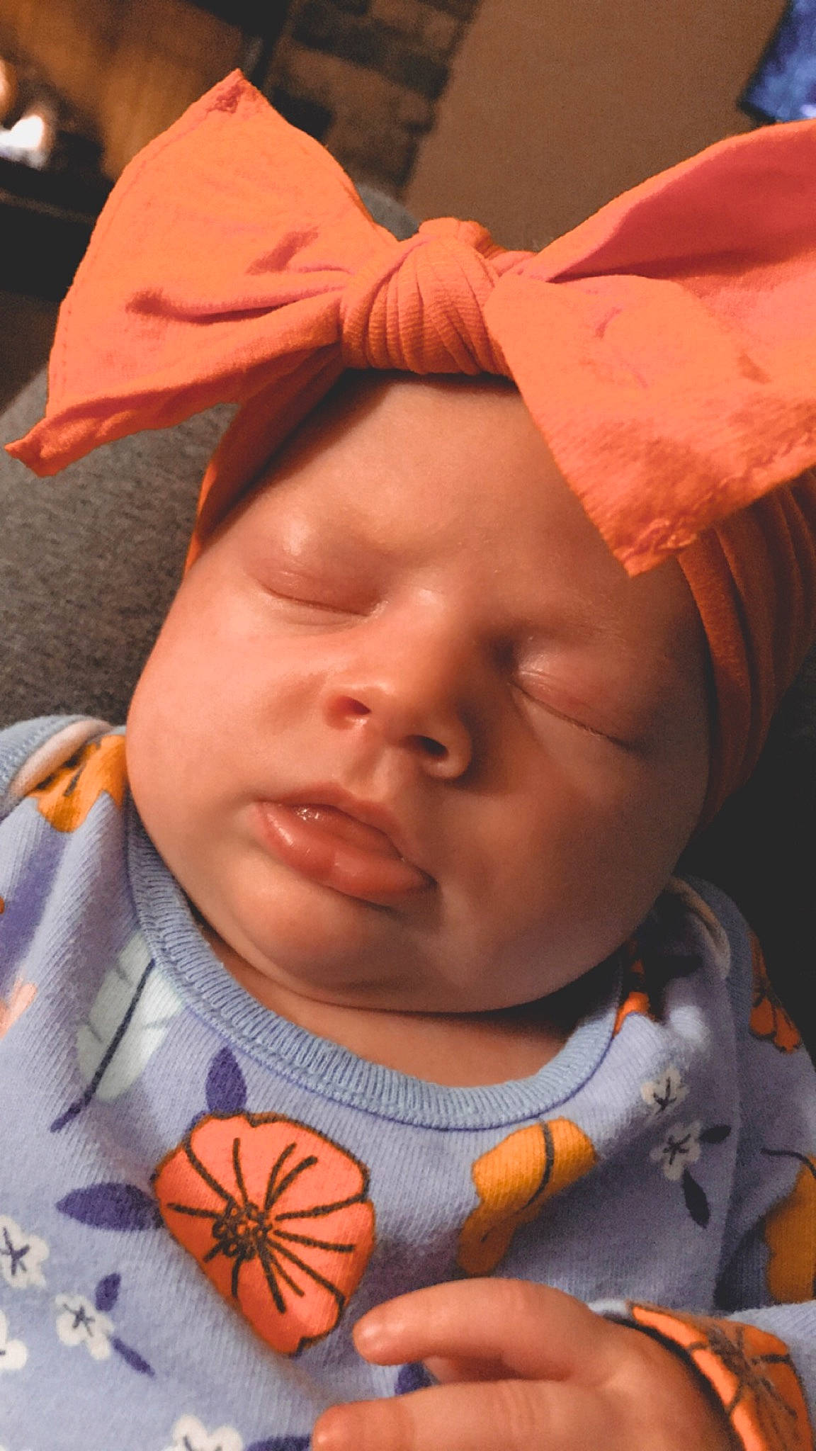 Maisyn is registered to the contest to win money with this photo: baby, beauty, cheek, child, chin, comfort, eyebrow, forehead, fun, happy, headwear, human, lip, mouth, nose, orange, outerwear, person, pink, skin