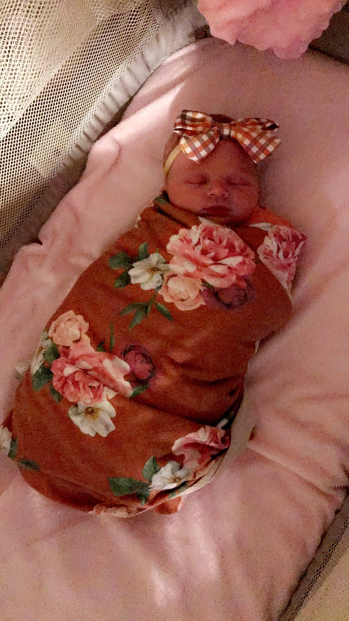 Maisyn joined the competition — help win amazing prizes! baby, baby_toddler_clothing, child, comfort, cut_flowers, fashion_accessory, flower, hair_accessory, headpiece, jewellery, linens, nail, pattern, peach, person, petal, pink, rose, rose_family, skin