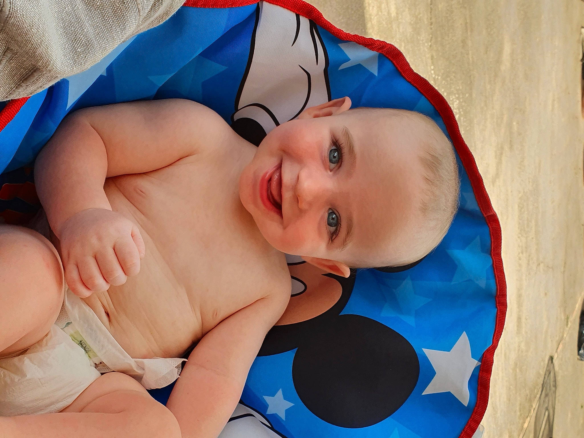 Albie joined the competition — help win amazing prizes! abdomen, azure, baby, baby_toddler_clothing, chest, comfort, electric_blue, eye, happy, human_body, joy, mouth, person, product, skin, smile, stomach, textile, thigh, thumb