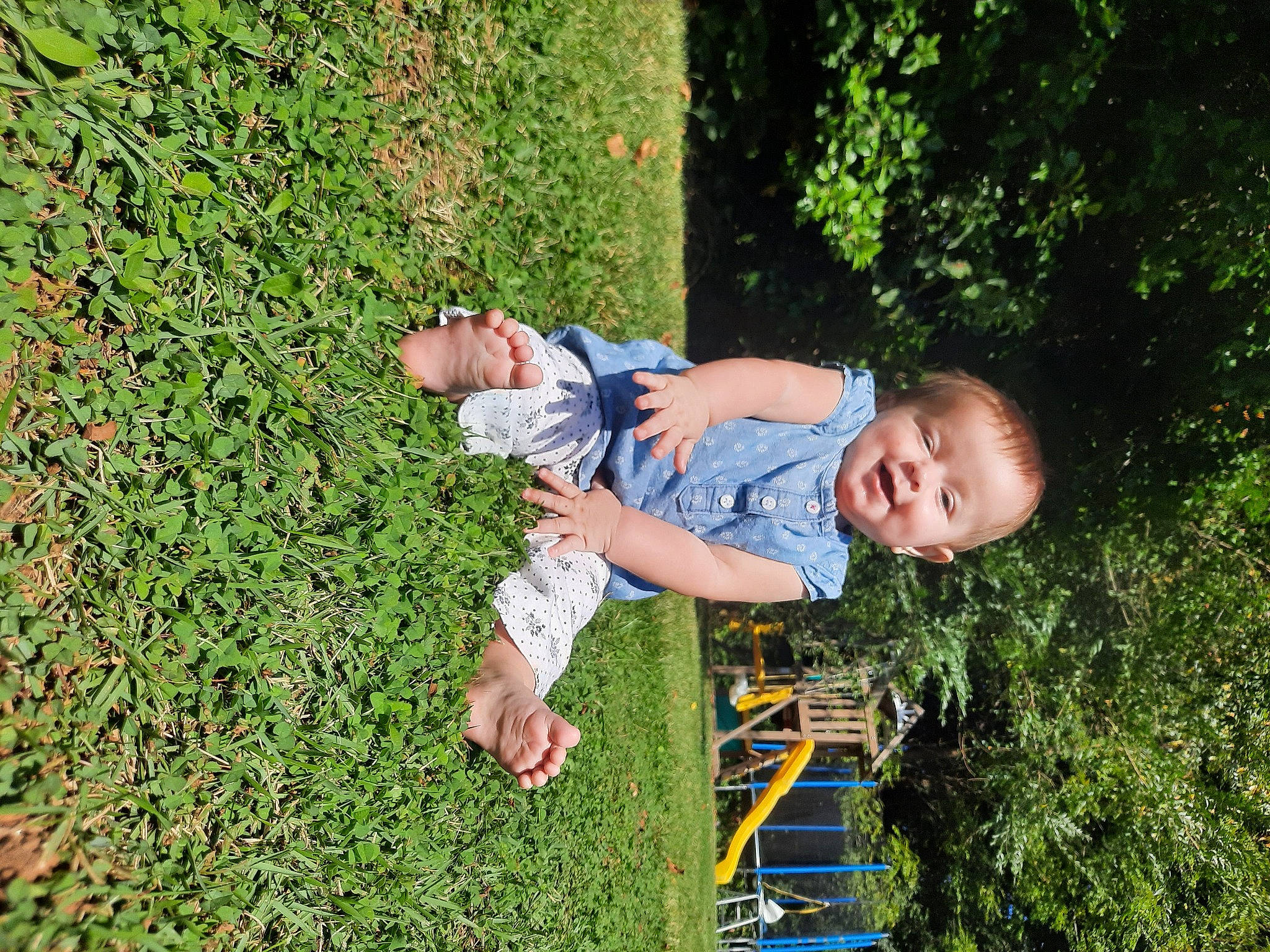 Harmony is registered to the contest to win money with this photo: fun, grass, grass_family, grassland, groundcover, happy, landscape, lawn, leisure, meadow, natural_environment, people_in_nature, person, plant, recreation, shorts, shrub, t_shirt, toddler, tree