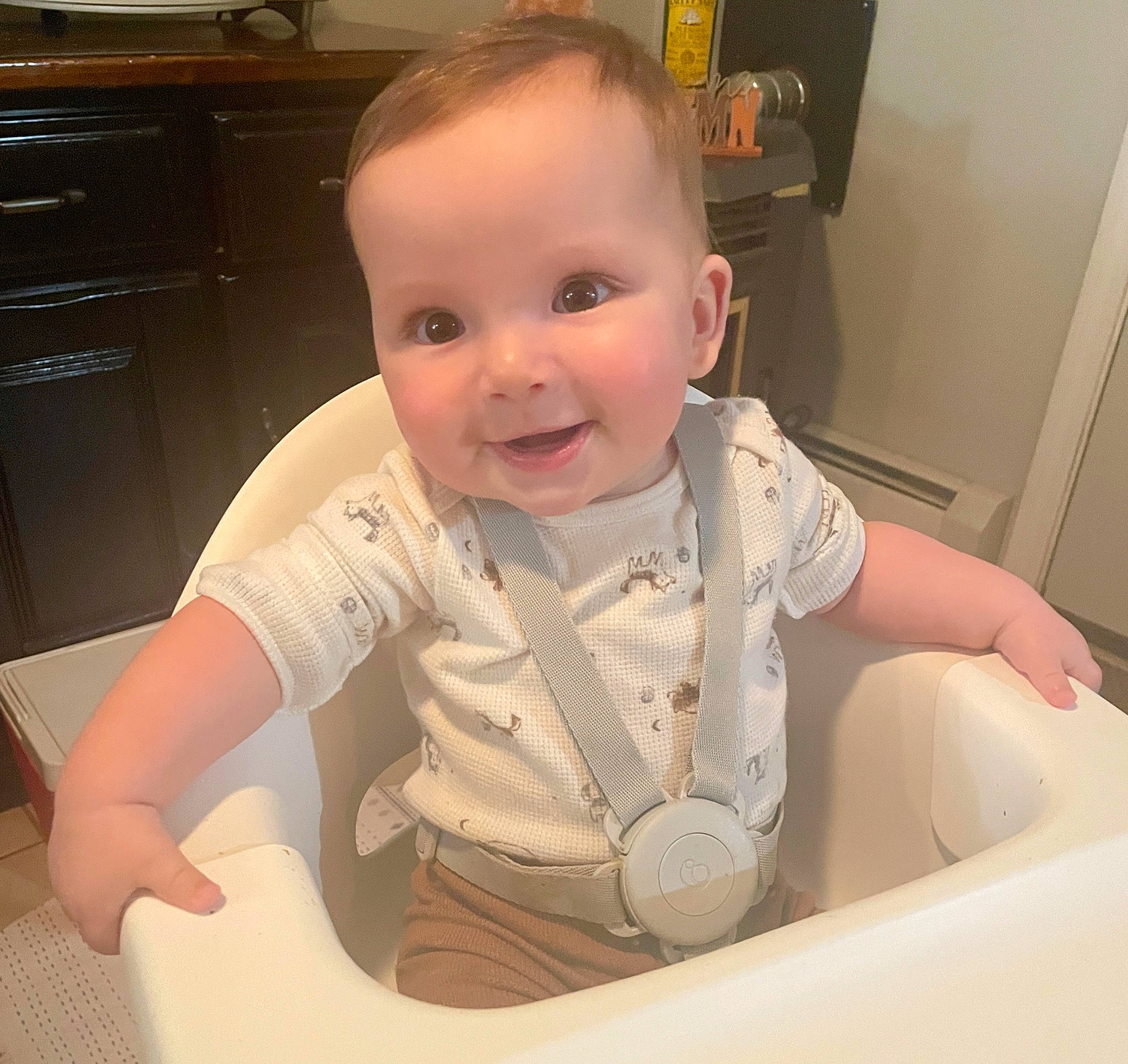 Brody joined the competition — help win amazing prizes! baby, baby_toddler_clothing, cheek, child, comfort, door, finger, fun, happy, home_appliance, iris, joy, kitchen_appliance, mouth, person, sitting, skin, sleeve, smile, t_shirt