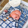Mcgregor joined the competition — help win amazing prizes! baby, newborn, sleeping, infant, bassinet, blanket, rosary, clothing, hat, wooden_sign, birth_announcement, hospital, peaceful, portrait, closeup, blue, white, pattern, cute, resting