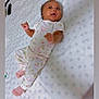 Zariyy joined the competition — help win amazing prizes! baby, infant, child, pajamas, floral_pattern, bed, blanket, white, pink_socks, lying_down, cute, small_hands, curious, indoors, soft_light, smiling, person, sleepwear, newborn, happy