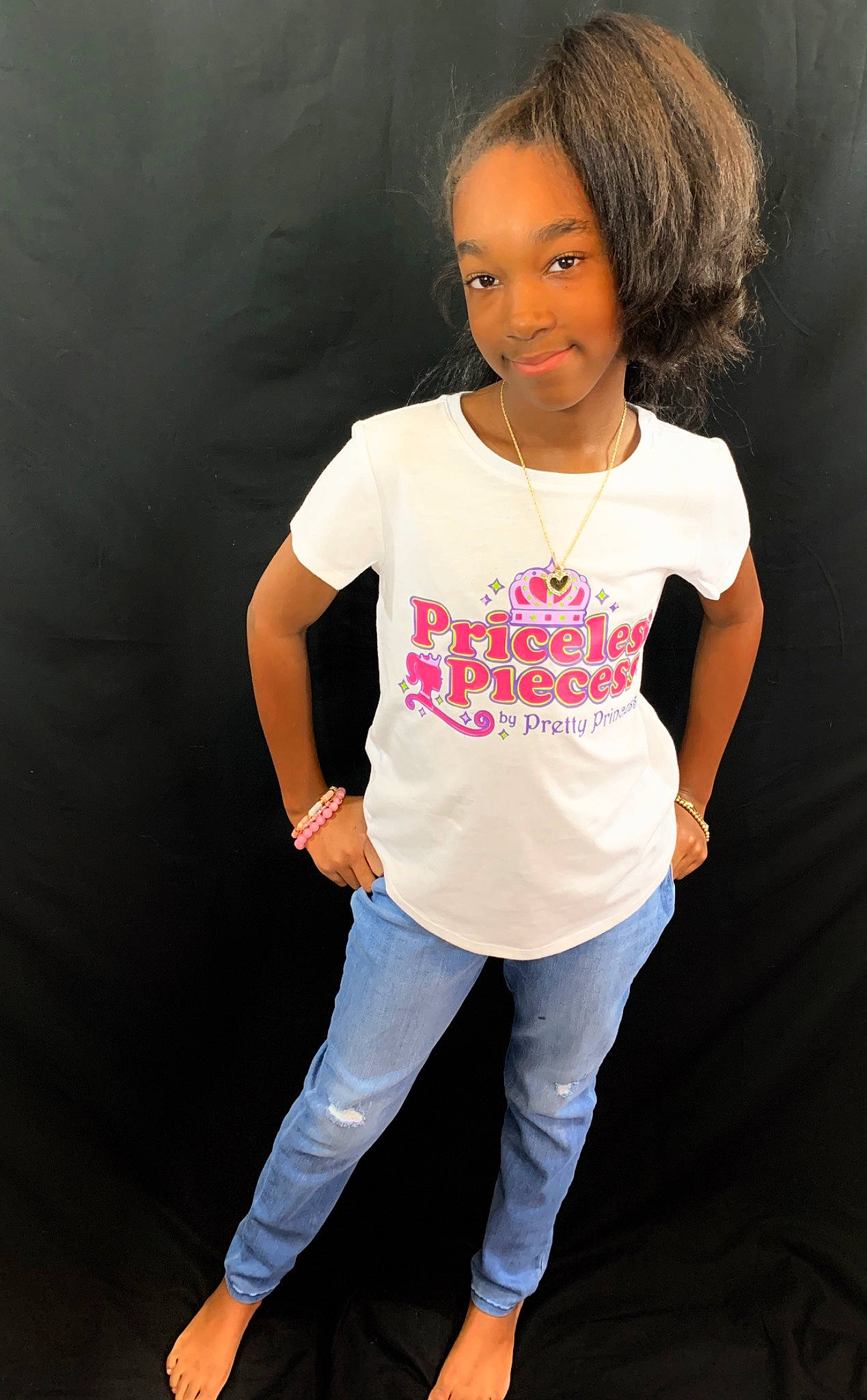 Arryana Brooks joined the competition — help win amazing prizes! black, child, child_model, clothing, cool, denim, jeans, joy, model, neck, person, photo_shoot, photography, pink, shoe, sleeve, sportswear, t_shirt, toddler, top