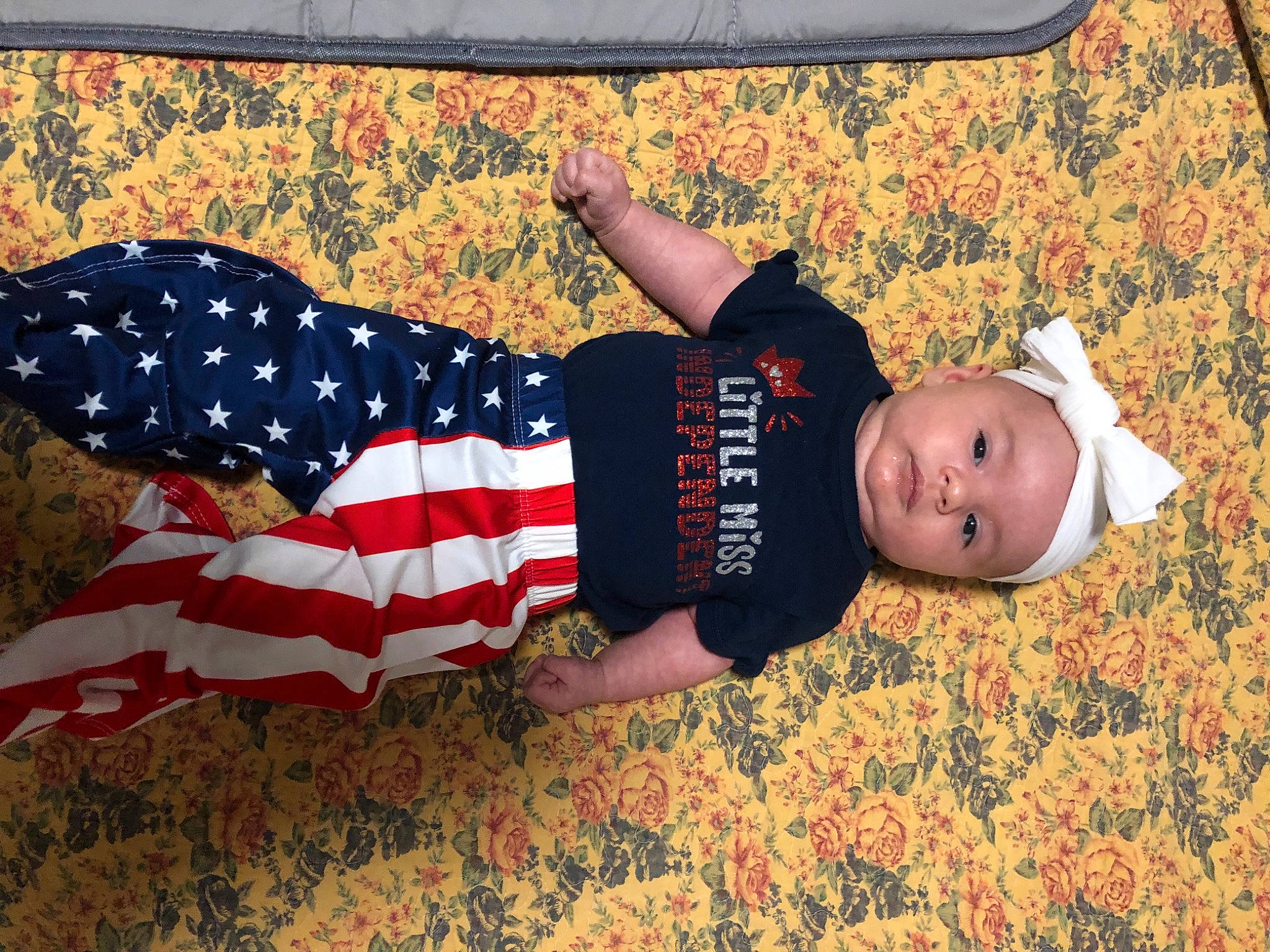 Calliope joined the competition — help win amazing prizes! baby, dress, flag_of_the_united_states, grass, grass_family, grassland, happy, hat, headgear, headwear, lawn, leisure, mammal, orange, people, people_in_nature, person, plant, sunlight, tints_and_shades