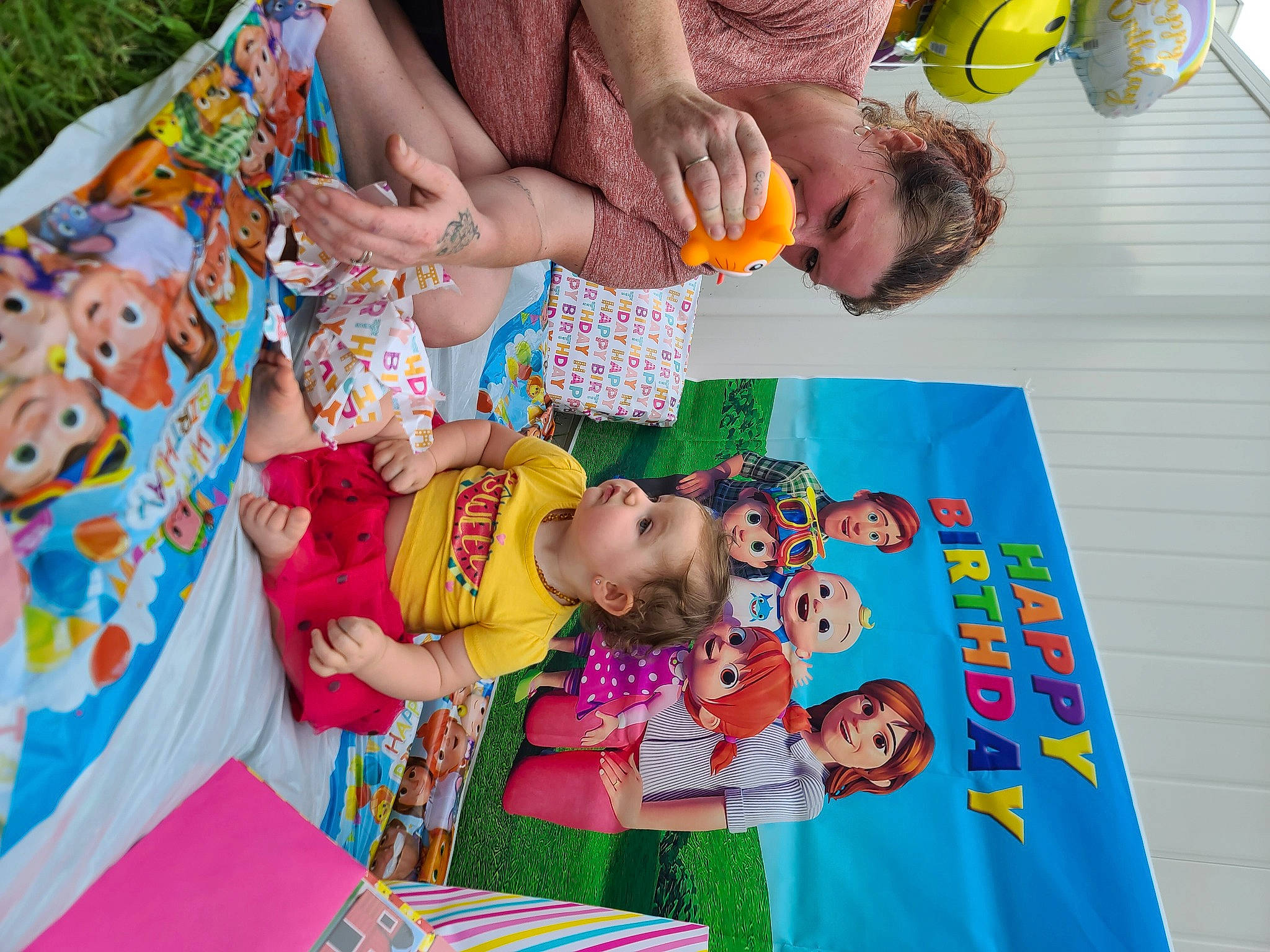 Allyson is registered to the contest to win money with this photo: adaptation, art, balloon, child, event, fun, green, happy, leisure, linens, pattern, people, person, photograph, play, recreation, summer, t_shirt, textile, visual_arts