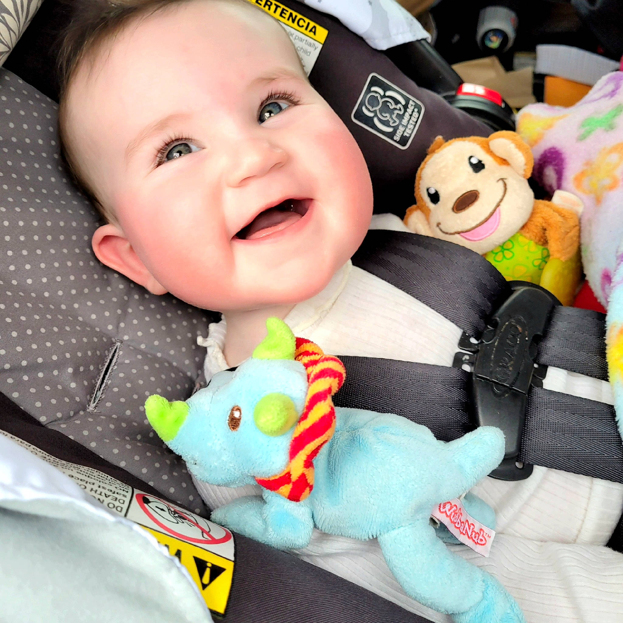 Aisling joined the competition — help win amazing prizes! baby, baby_in_car_seat, baby_toddler_clothing, cheek, child, eye, happy, head, linens, nose, person, pink, product, skin, sleeve, smile, snapshot, textile, toddler, toy