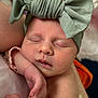 Nova joined the competition — help win amazing prizes! baby, newborn, sleeping, headband, bow, pink, lace, hand, face, skin, cute, peaceful, resting, portrait, closeup, infant, child, soft, adorable, sleep