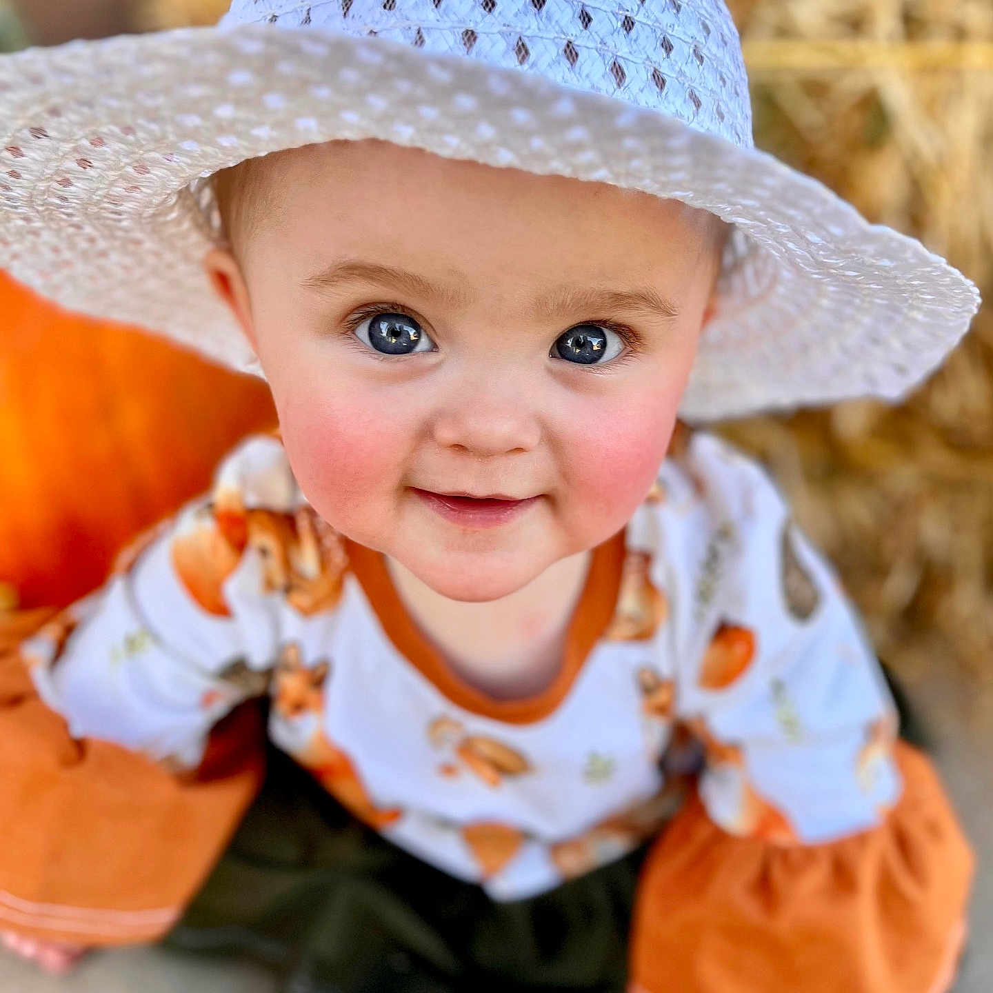 Eleanor joined the competition — help win amazing prizes! baby, beachwear, bonnet, cap, clothing, coat, costume, cowboyhat, crawling, dress, face, happy, hat, head, person, photography, portrait, sitting, smile, sunhat