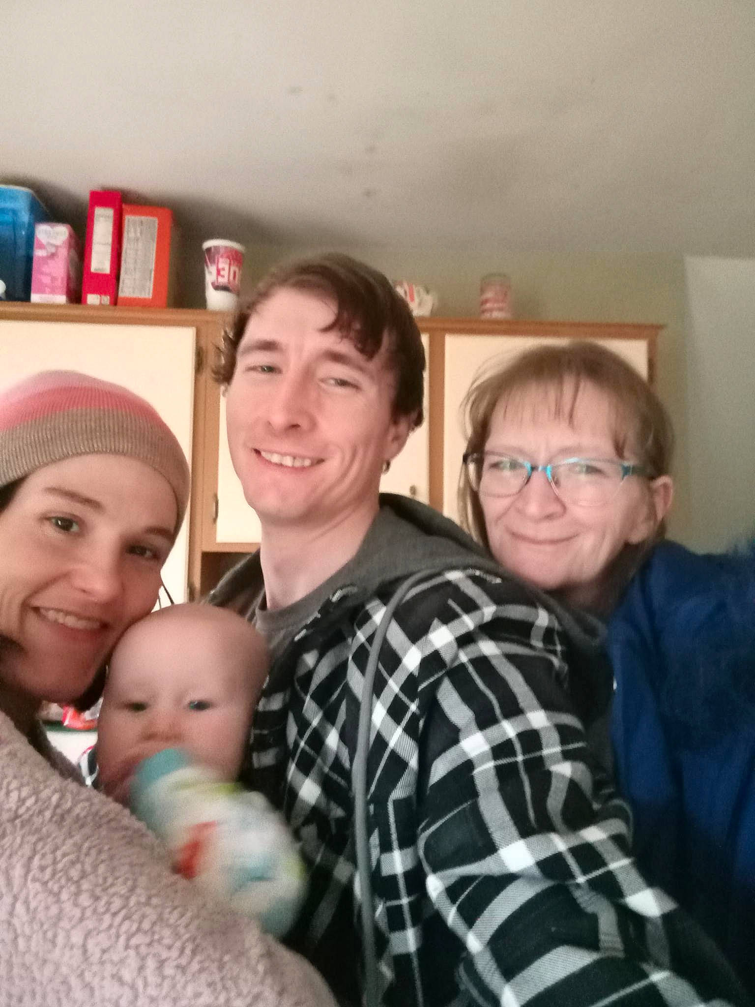 Kiera joined the competition — help win amazing prizes! baby, cap, child, comfort, event, eyewear, facial_expression, fun, glasses, happy, headwear, joy, laugh, pattern, person, plaid, selfie, sitting, smile, t_shirt