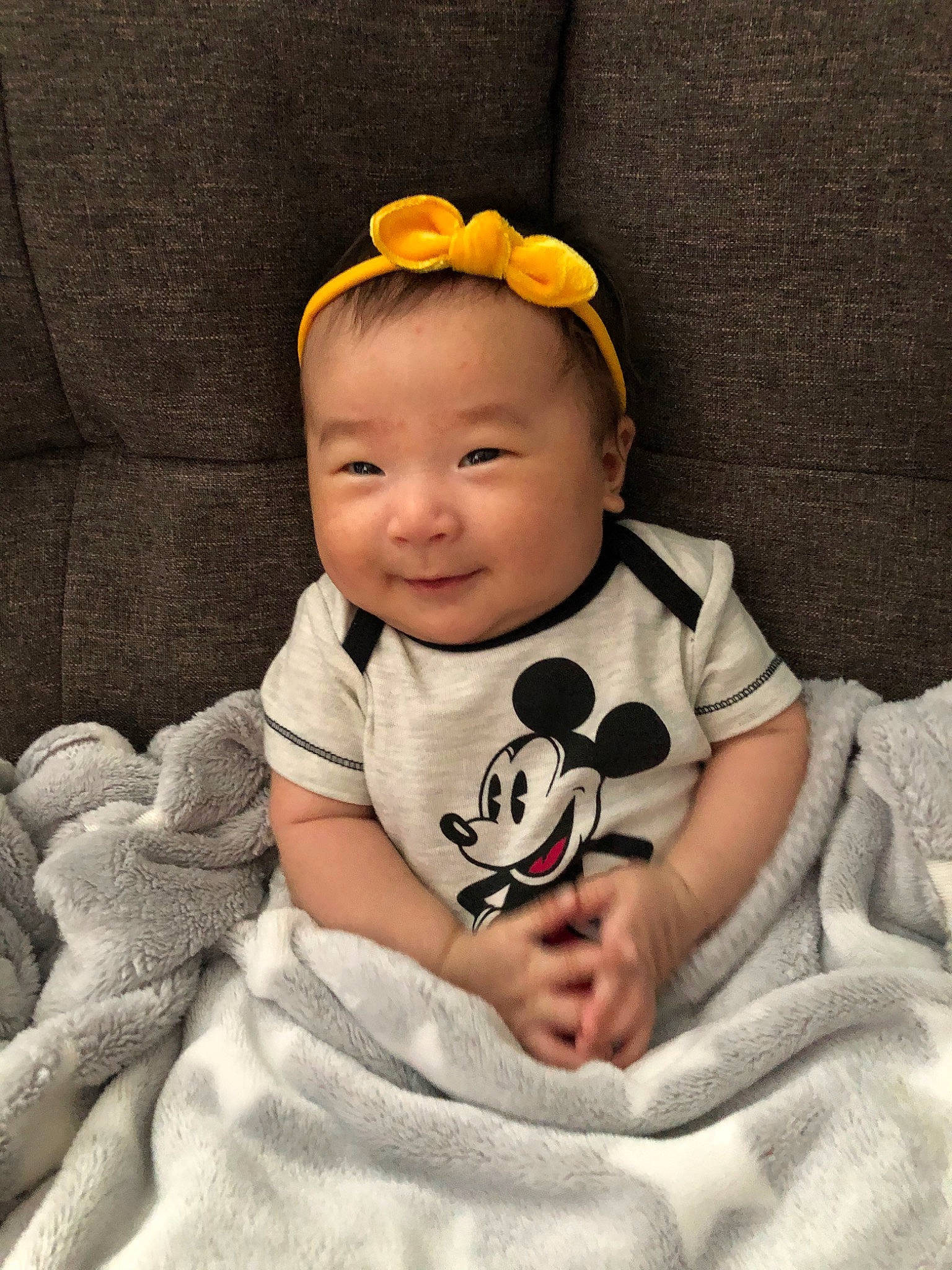 Autumn joined the competition — help win amazing prizes! baby, baby_toddler_clothing, cheek, child, hair_accessory, headband, person, skin, smile, toddler, yellow