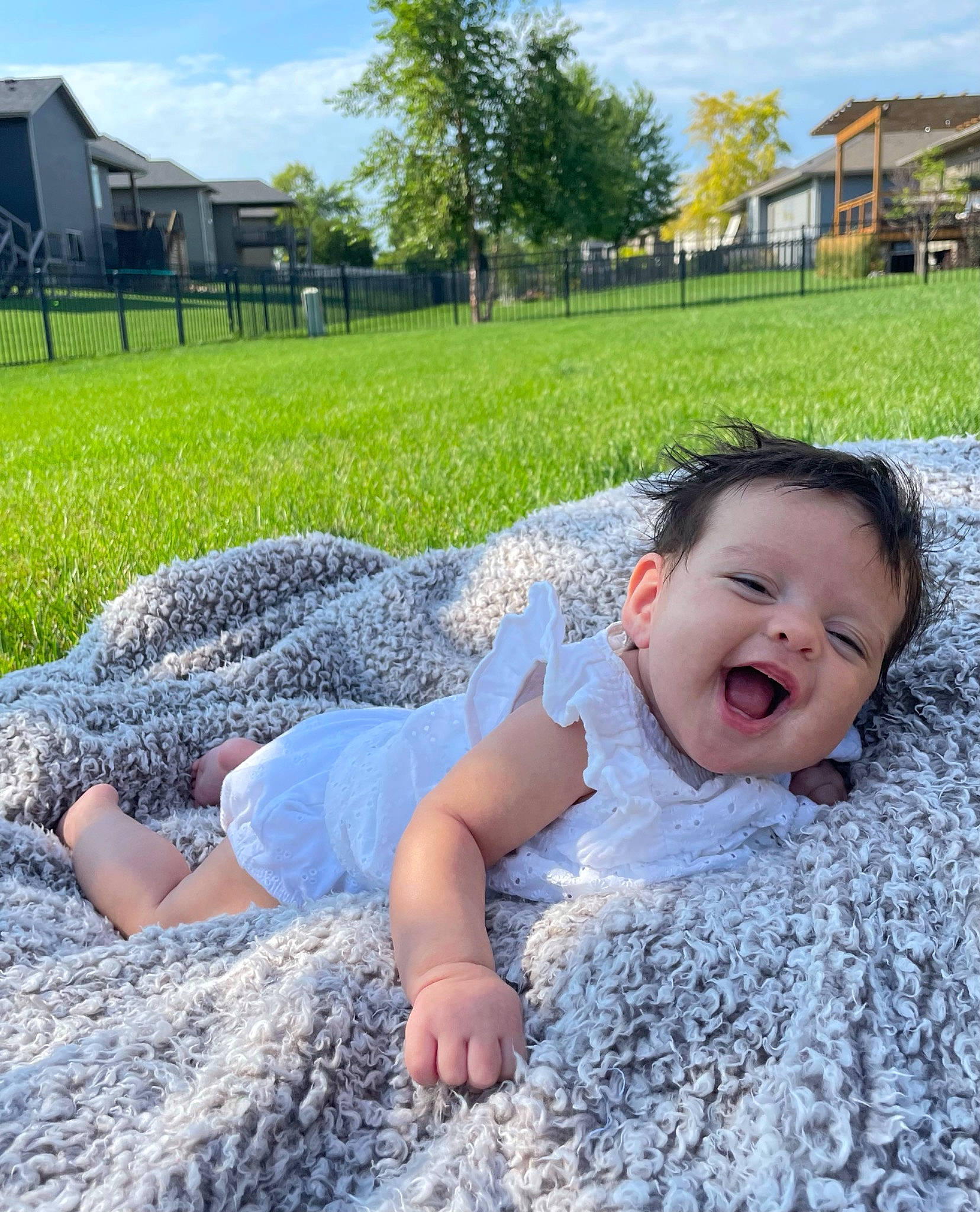 Jasmine is registered to the contest to win money with this photo: baby_toddler_clothing, child, cloud, eye, fun, grass, grass_family, green, happy, landscape, leisure, morning, people_in_nature, person, plant, sky, smile, summer, sunlight, toddler