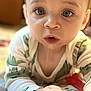 Idris is registered to the contest to win money with this photo: baby, child, drool, blue_eyes, onesie, closeup, play_mat, hand, curious, infant, face, crawling, indoor, soft_light, expression, skin, person, young, cute, portrait