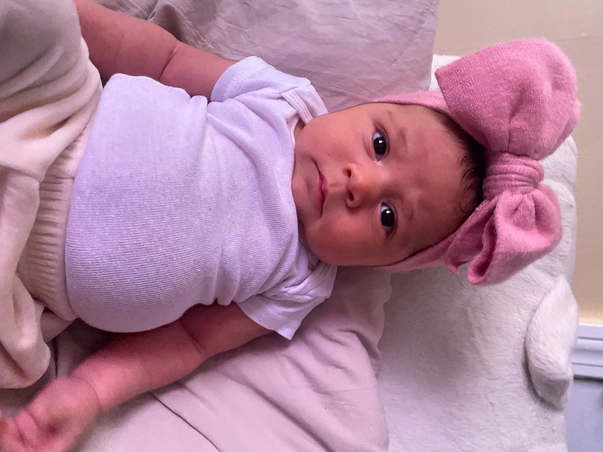 Valentina joined the competition — help win amazing prizes! baby, baby_toddler_clothing, cheek, comfort, eyebrow, finger, gesture, hand, iris, linens, lip, mouth, nose, person, pink, purple, skin, sleeve, smile, toddler