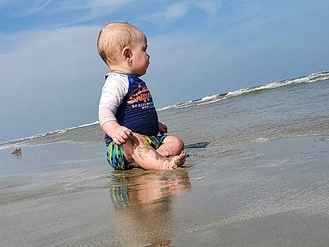 Beaux joined the competition — help win amazing prizes! baby, beach, child, coast, fun, ocean, person, photography, play, recreation, sand, sea, summer, toddler, vacation, water