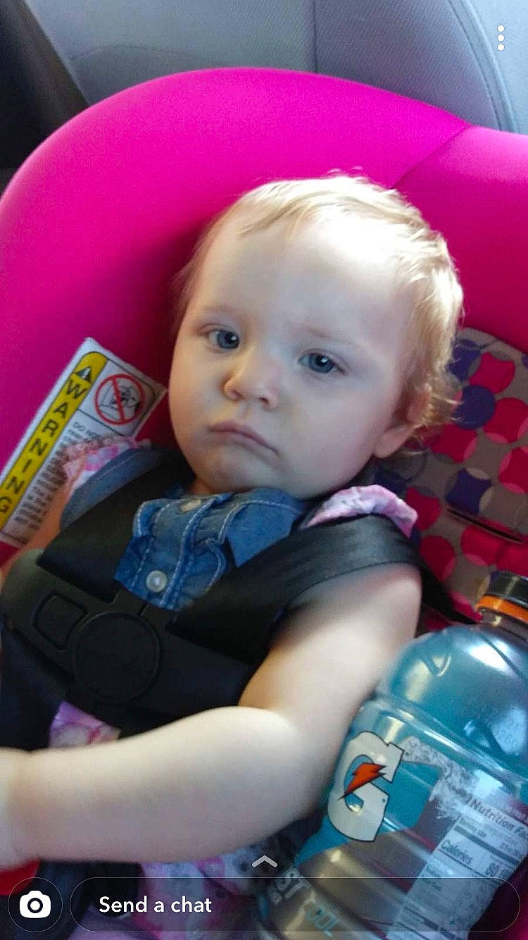 Wynter joined the competition — help win amazing prizes! auto_part, baby, baby_products, baby_toddler_clothing, car_seat, cheek, child, comfort, electric_blue, fun, lap, magenta, mouth, pattern, person, plastic_bottle, product, sitting, skin, toddler