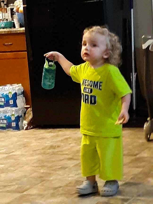 Freddy joined the competition — help win amazing prizes! baby, baby_toddler_clothing, box, cabinetry, child, drawer, event, flooring, fun, happy, holiday, luggage_and_bags, person, play, room, sleeve, standing, t_shirt, toddler, vacation