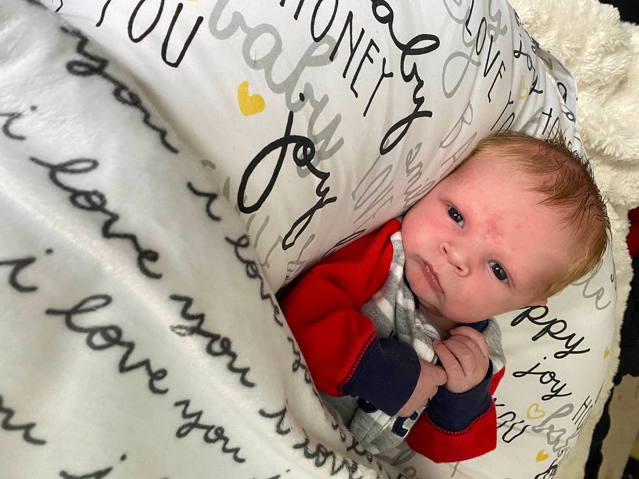 Carter joined the competition — help win amazing prizes! baby, baby_toddler_clothing, beauty, child, comfort, event, facial_expression, finger, font, fun, happy, human, linens, pattern, people, person, publication, sleeve, textile, toddler