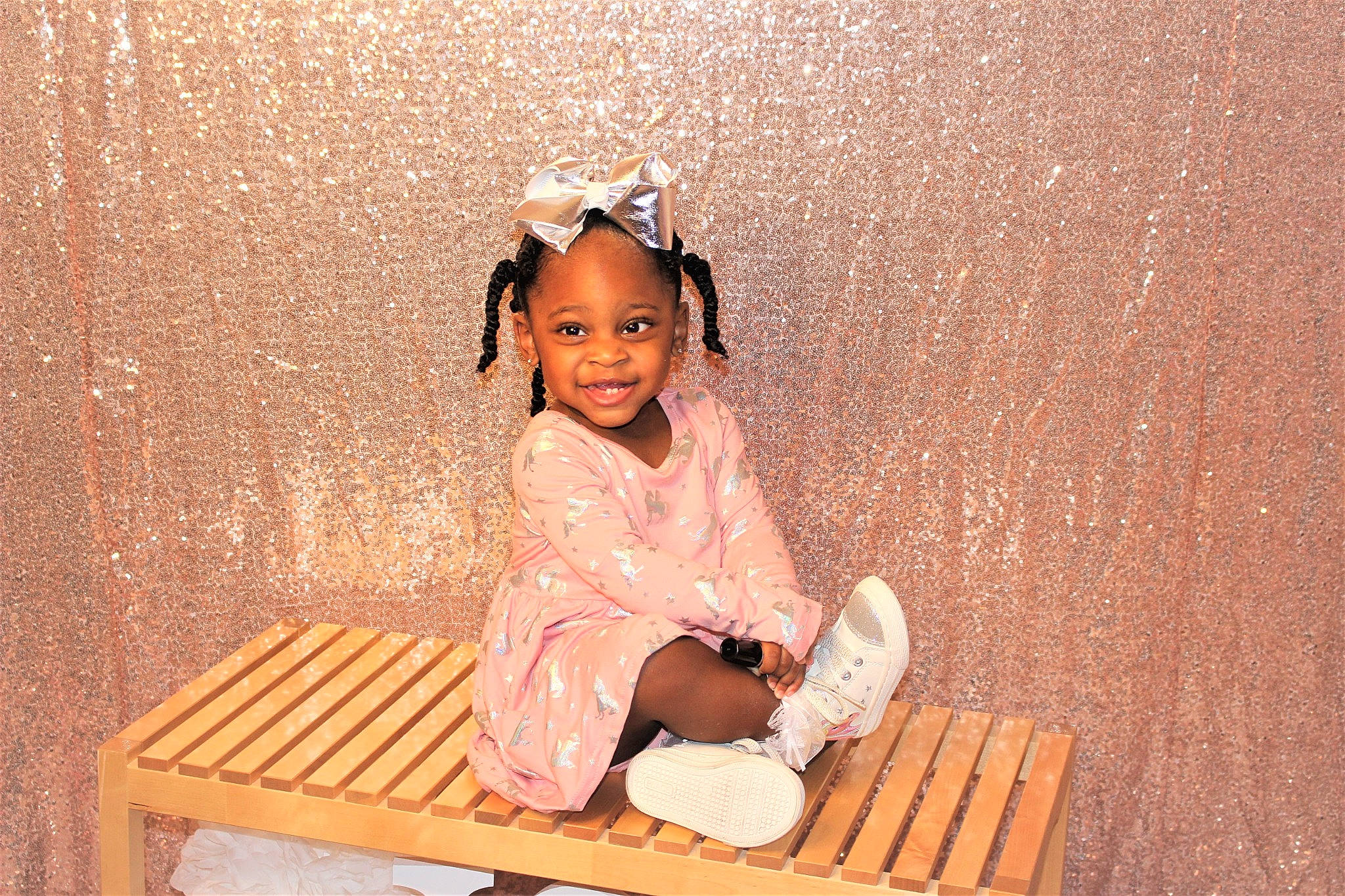 Joy joined the competition — help win amazing prizes! arm, baby_toddler_clothing, child, flash_photography, foot, fun, happy, hardwood, joy, leisure, outdoor_furniture, pattern, person, pink, room, sandal, sitting, skin, smile, thigh