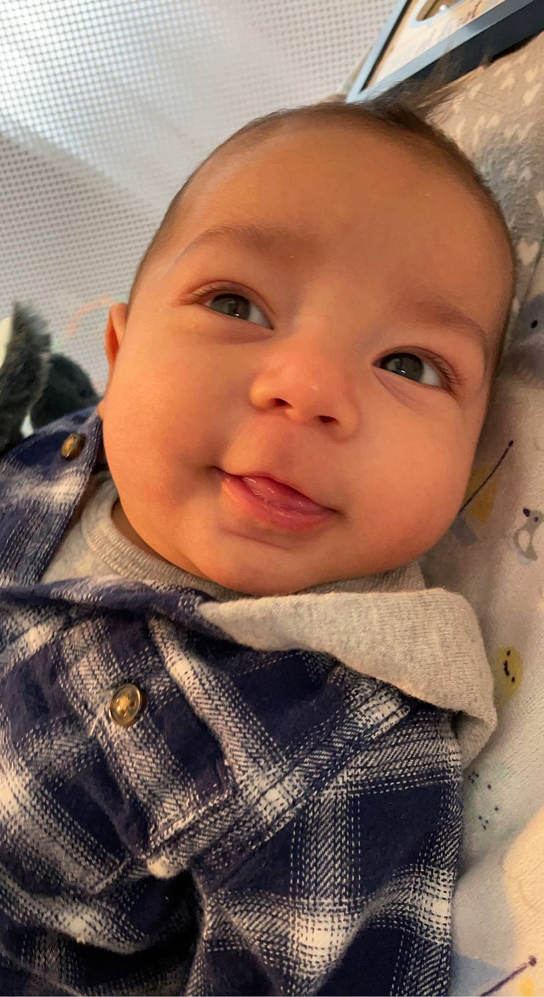 Jovanni joined the competition — help win amazing prizes! baby, baby_toddler_clothing, beauty, cheek, child, chin, collar, eyebrow, eyelash, forehead, happy, iris, lip, nose, pattern, person, plaid, skin, sleeve, smile