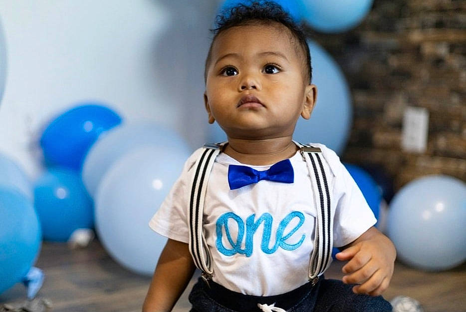 Aavash is registered to the contest to win money with this photo: azure, baby, baby_toddler_clothing, balloon, blue, child, electric_blue, event, eye, face, flash_photography, fun, hairstyle, happy, leisure, person, skin, standing, t_shirt, toddler