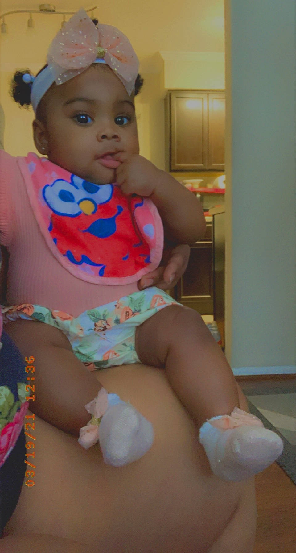 Alaysia is registered to the contest to win money with this photo: abdomen, baby, baby_toddler_clothing, cheek, child, eye, face, finger, fun, hair, head, headwear, human_body, knee, leg, organ, person, pink, skin, thigh