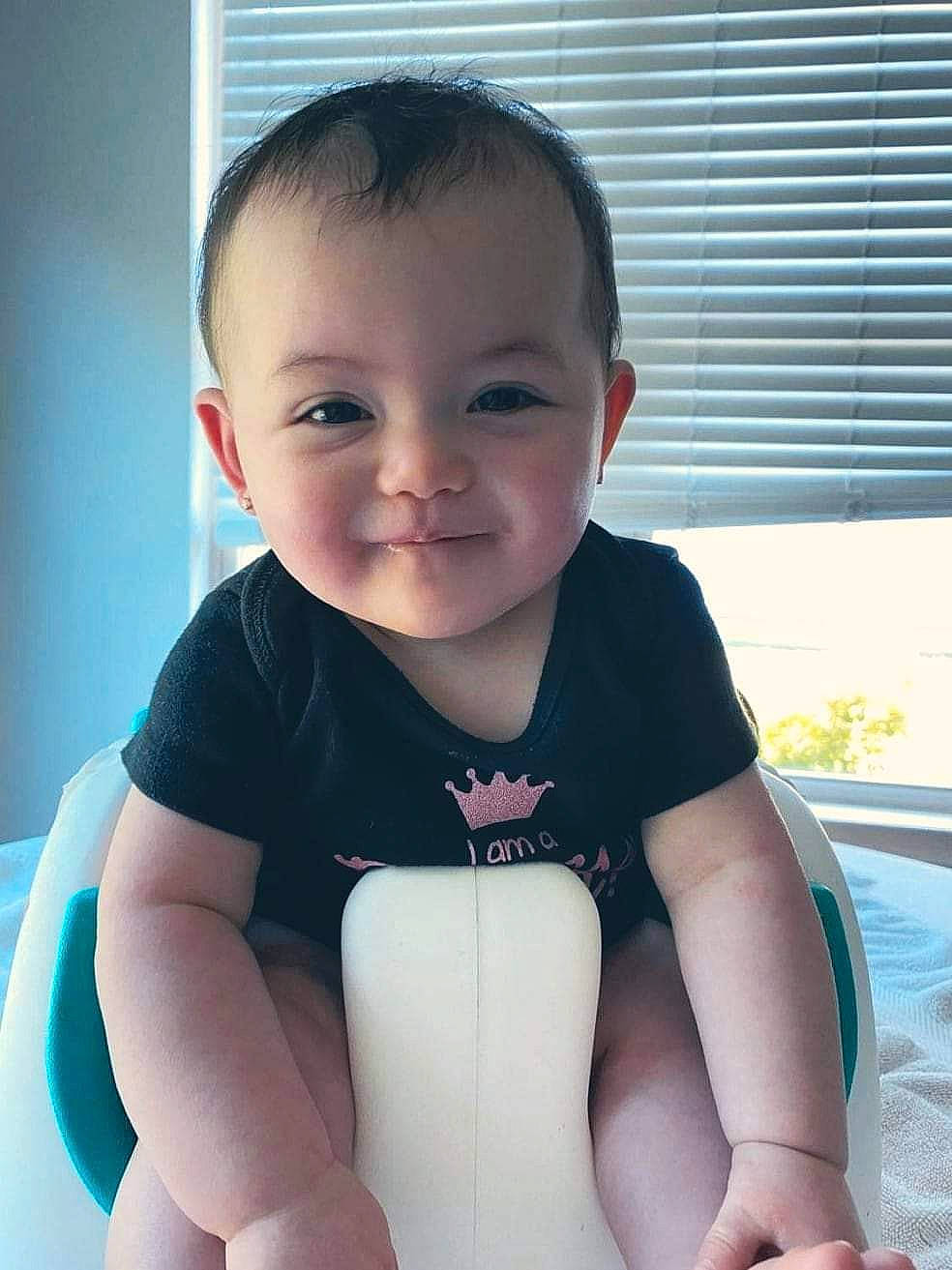 Trinity joined the competition — help win amazing prizes! arm, baby, baby_toddler_clothing, cheek, chin, comfort, eye, facial_expression, finger, happy, iris, joint, joy, light, nose, person, skin, sleeve, smile, toddler