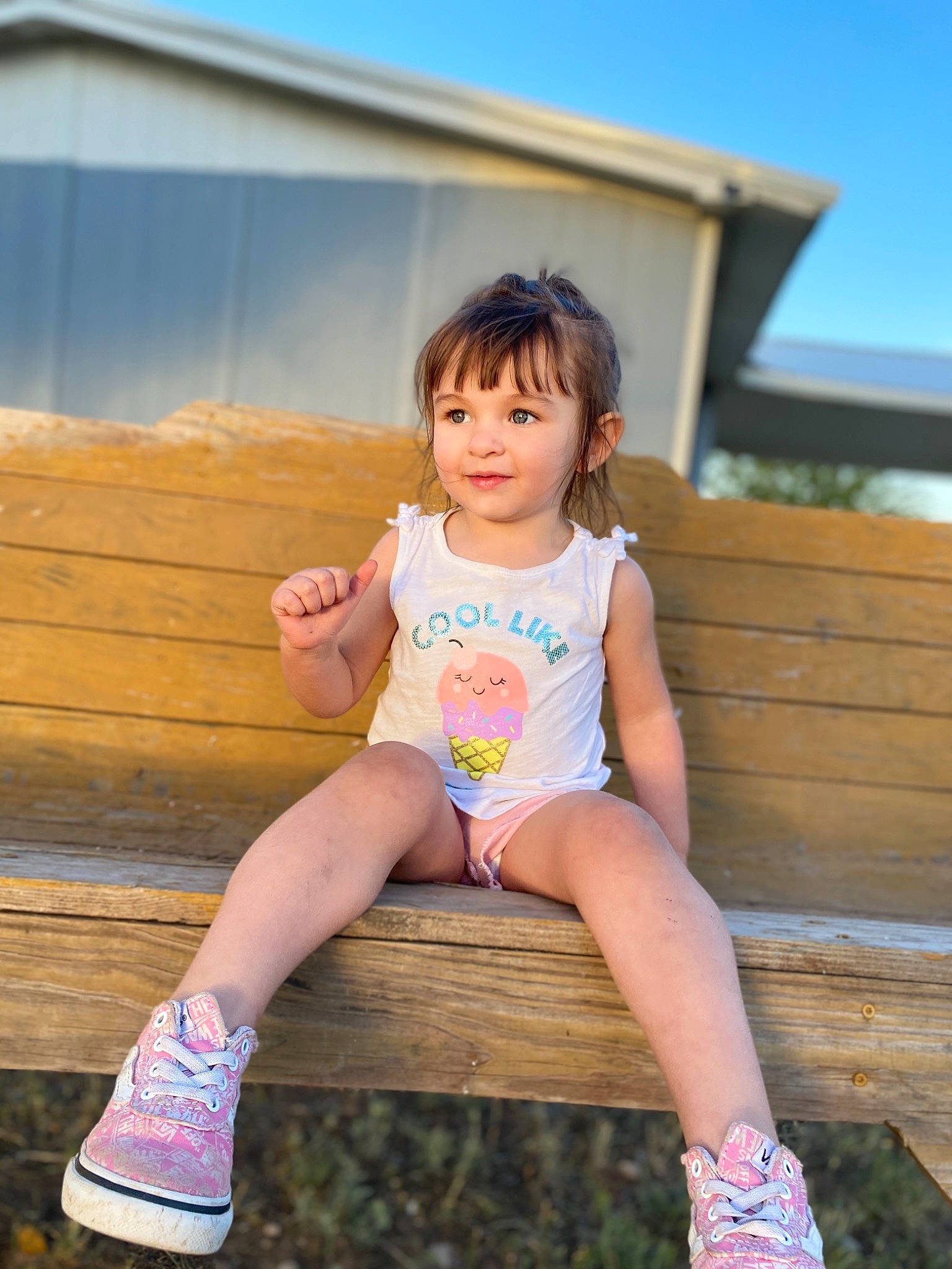 Paisley is registered to the contest to win money with this photo: baby, beauty, child, eye, fun, happy, joy, leg, people, person, photography, pink, play, sitting, skin, smile, summer, t_shirt, toddler, vacation