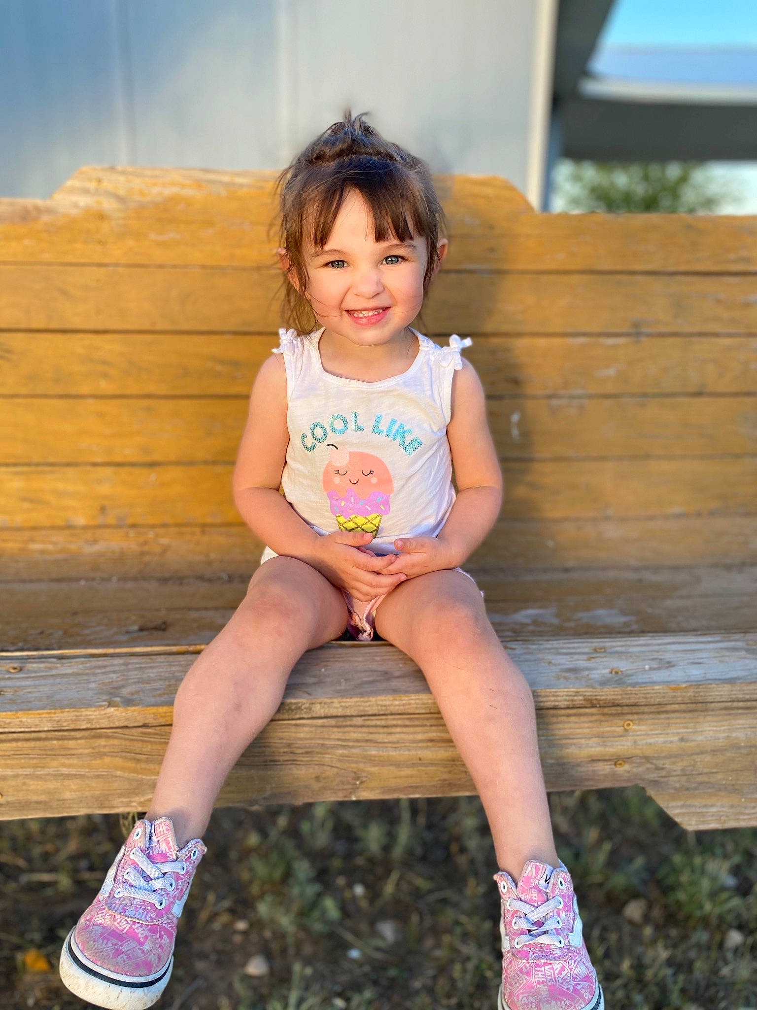 Paisley joined the competition — help win amazing prizes! beauty, child, child_model, fun, happy, joy, leg, person, pink, play, shorts, sitting, skin, smile, summer, t_shirt, thigh, toddler, vacation