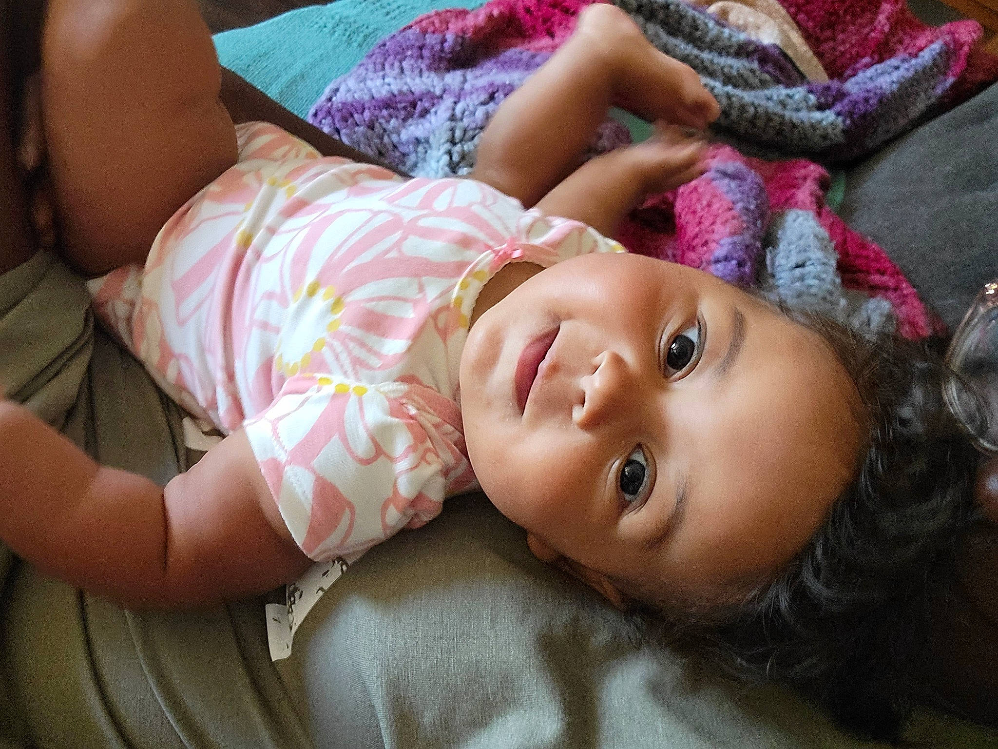 Margot joined the competition — help win amazing prizes! baby, black_hair, cheek, child, eyelash, grass, happy, headgear, iris, lip, magenta, mammal, mouth, nose, pattern, pink, skin, smile, toddler, tree