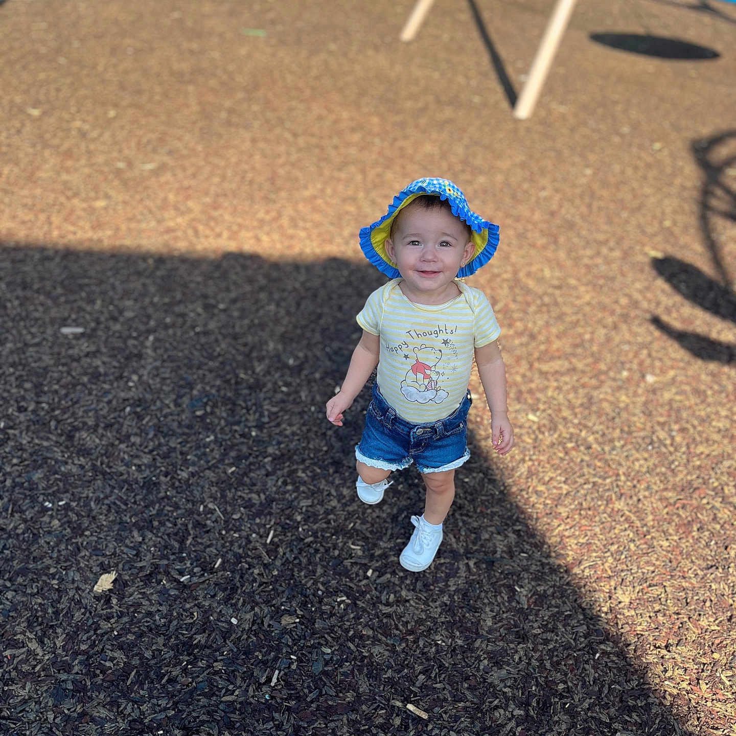 Parker joined the competition — help win amazing prizes! baby, clothing, face, footwear, grass, hat, head, nature, outdoorplayarea, outdoors, pants, park, person, photography, plant, playarea, portrait, shoe, soil, summer
