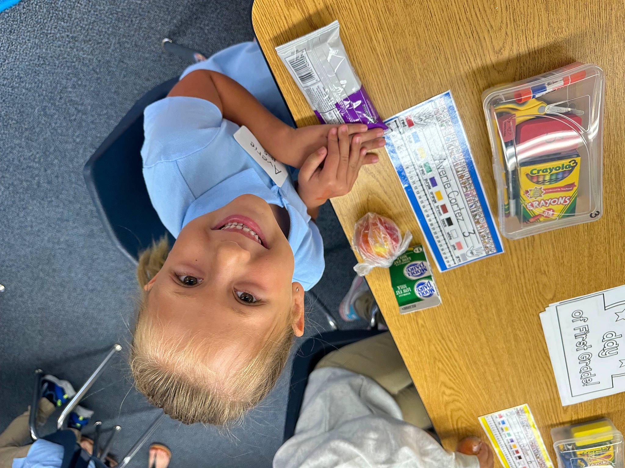 Averie is registered to the contest to win money with this photo: beard, box, child, event, fun, hat, health_care, hospital, joy, medical, medical_equipment, medical_procedure, packaging_and_labeling, person, product, reading, room, service, smile, table