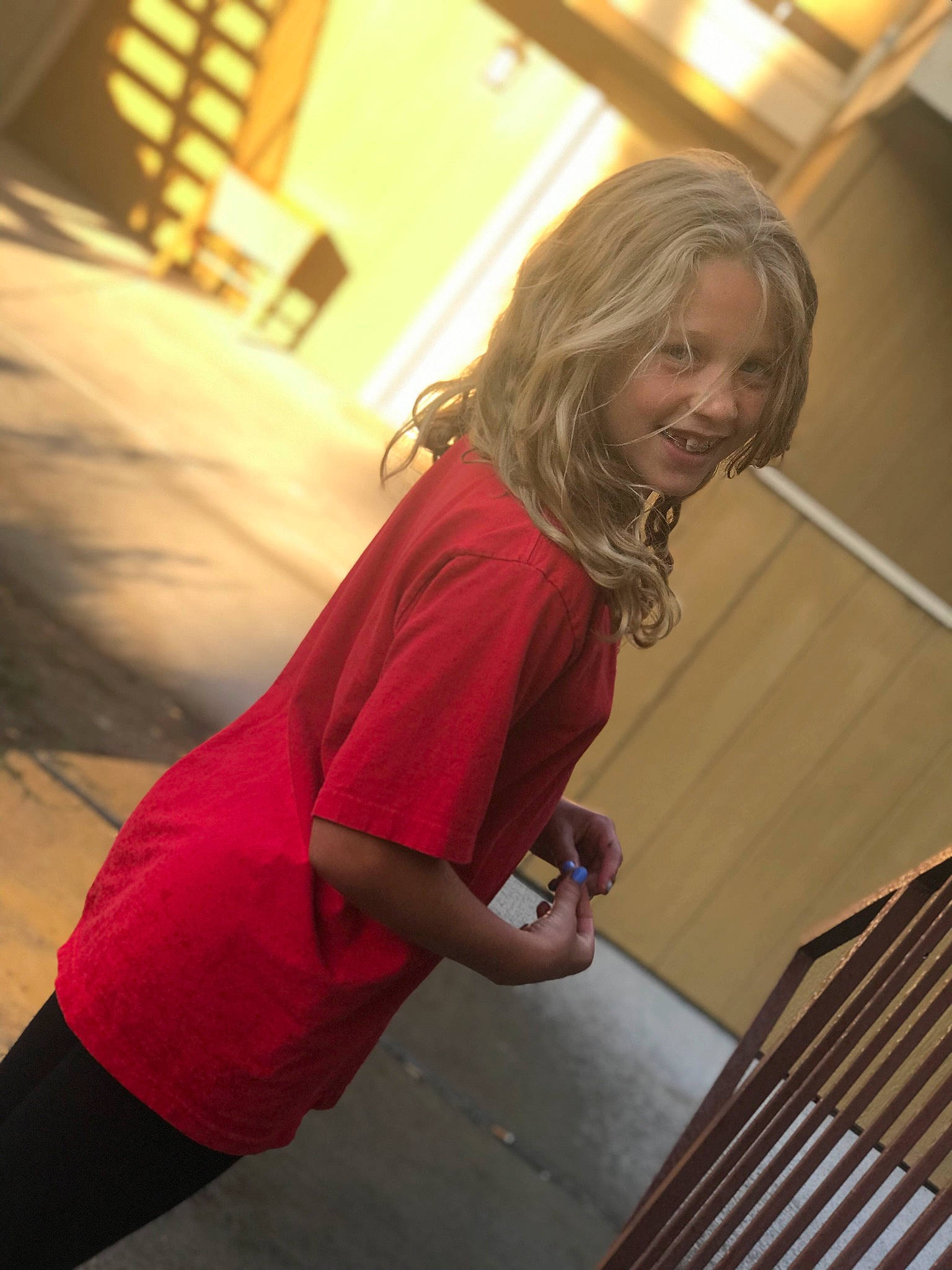 Envy joined the competition — help win amazing prizes! elbow, escalator, flash_photography, flooring, fun, happy, human_leg, joy, knee, leisure, long_hair, magenta, person, room, shoulder, sitting, smile, stairs, t_shirt, thigh