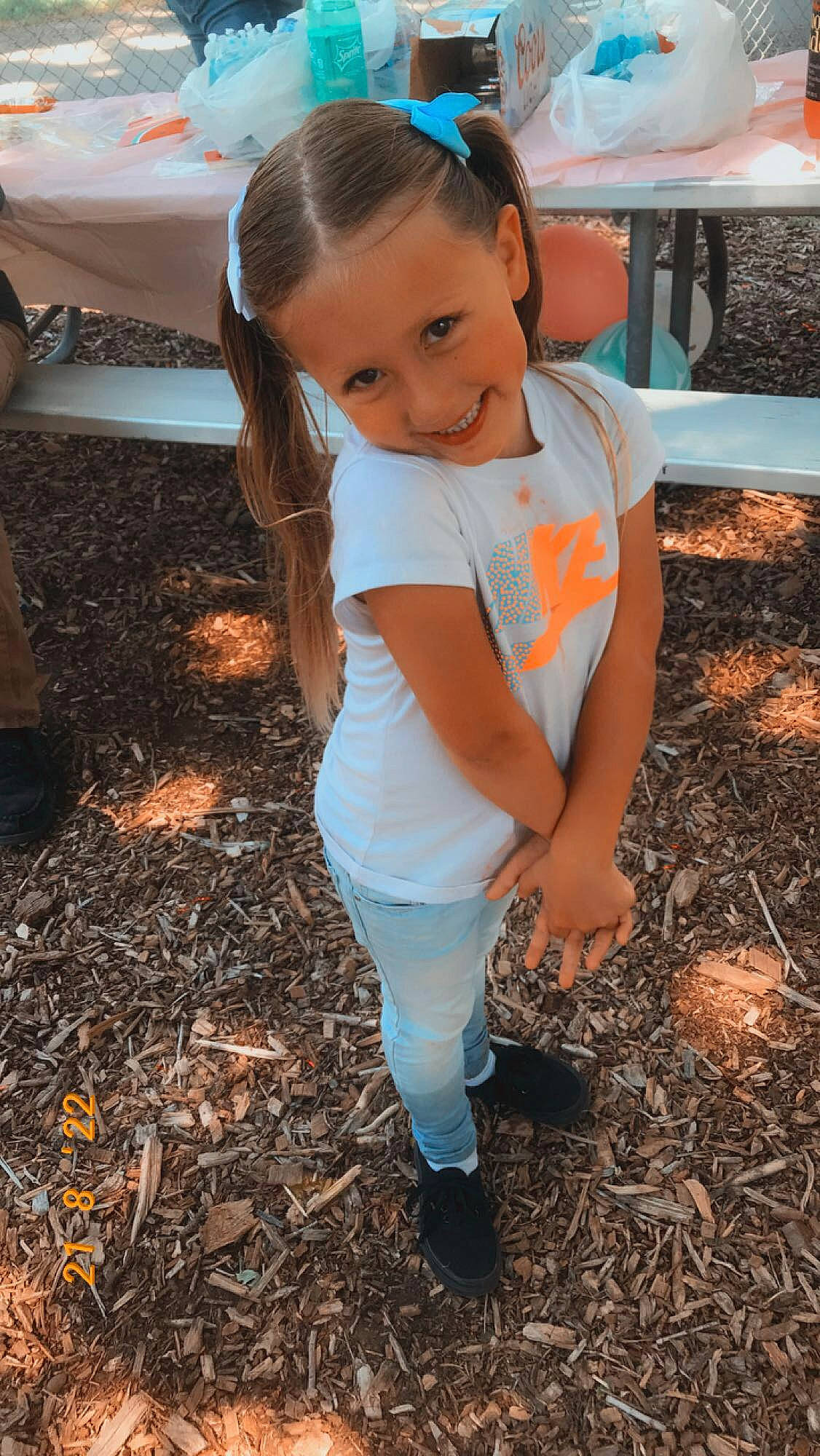 Averie joined the competition — help win amazing prizes! brown_hair, child, fun, grass, hair, happy, human_leg, joy, knee, leisure, long_hair, people_in_nature, person, plant, recreation, sandal, sitting, soil, thigh, toddler