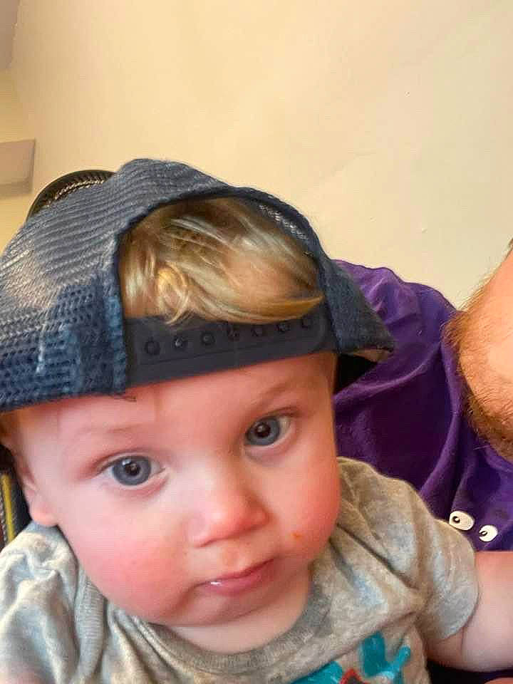 Easton is registered to the contest to win money with this photo: baby, baby_toddler_clothing, cap, cheek, clothing, cool, eye, eyebrow, eyelash, forehead, hat, head, headgear, headwear, iris, lip, mammal, nose, person, skin