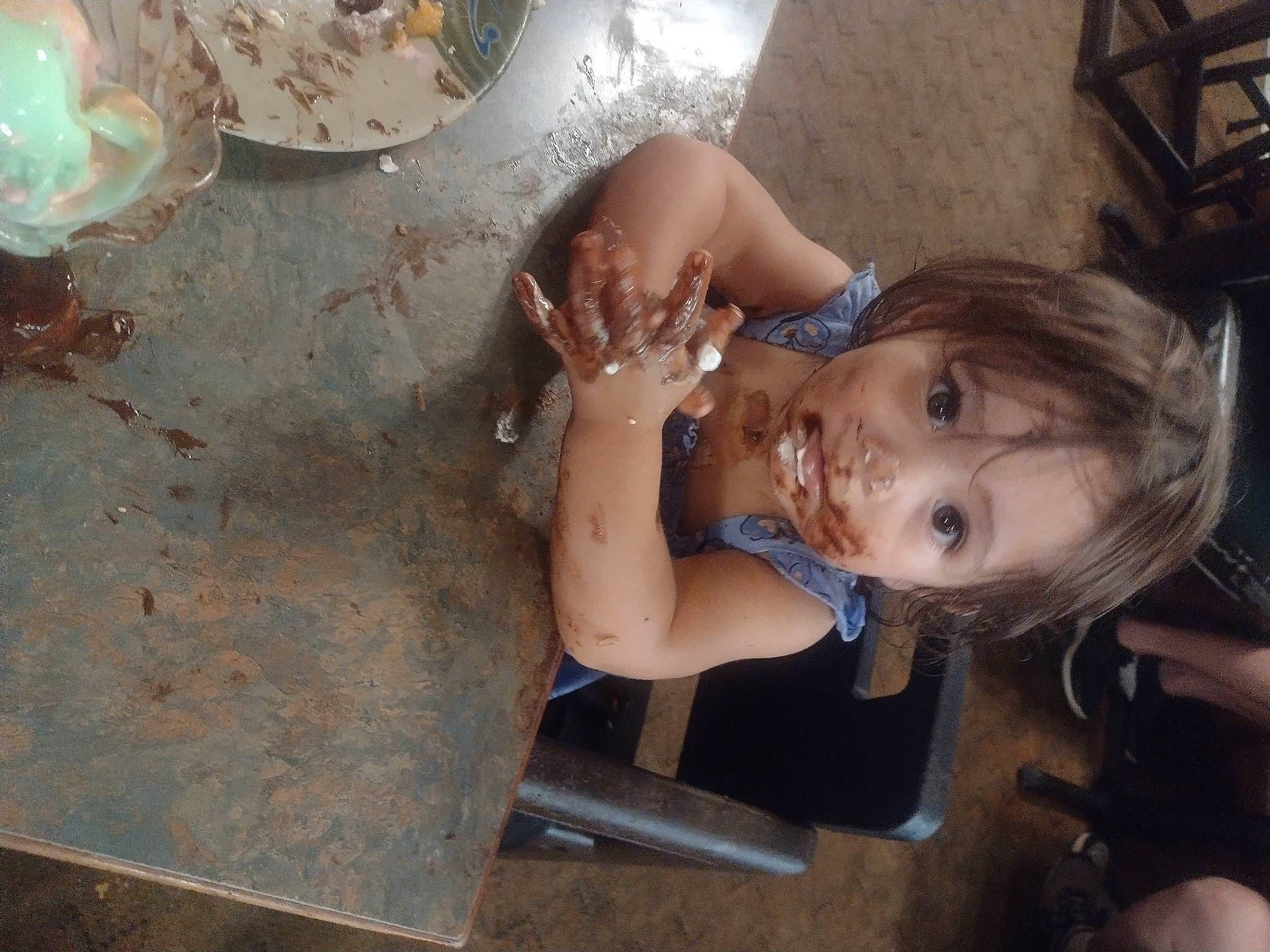 Daniella joined the competition — help win amazing prizes! child, comfort_food, finger, fun, head, person, serveware, sitting, table, toddler, wood