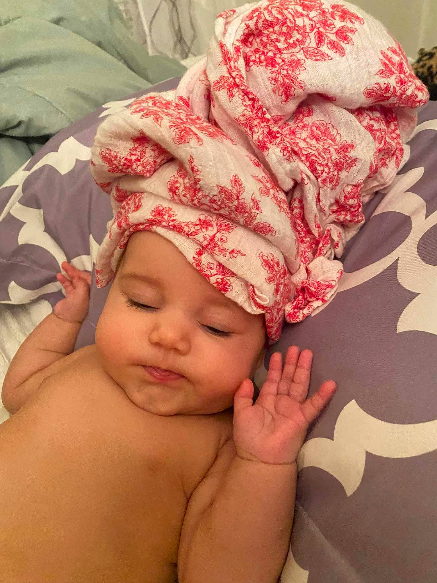 Alivia joined the competition — help win amazing prizes! baby, baby_sleeping, baby_toddler_clothing, cap, cheek, child, chin, close_up, comfort, gesture, happy, head, headgear, headwear, lip, mouth, person, pink, skin, textile