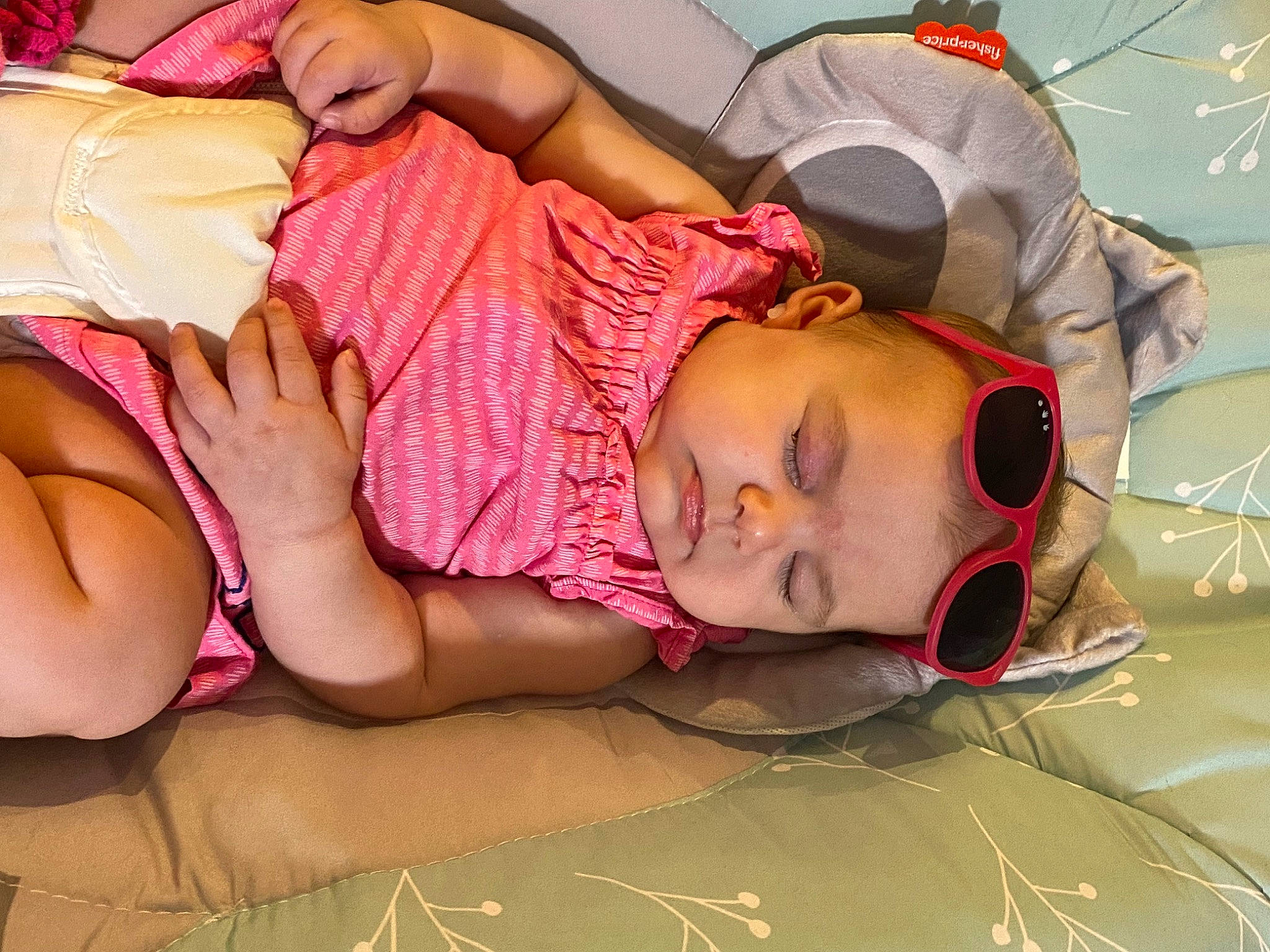 Leilani joined the competition — help win amazing prizes! abdomen, black_hair, chest, child, comfort, eyewear, fun, glasses, happy, head, human_body, mouth, neck, pattern, person, shorts, skin, sunglasses, thigh, toddler