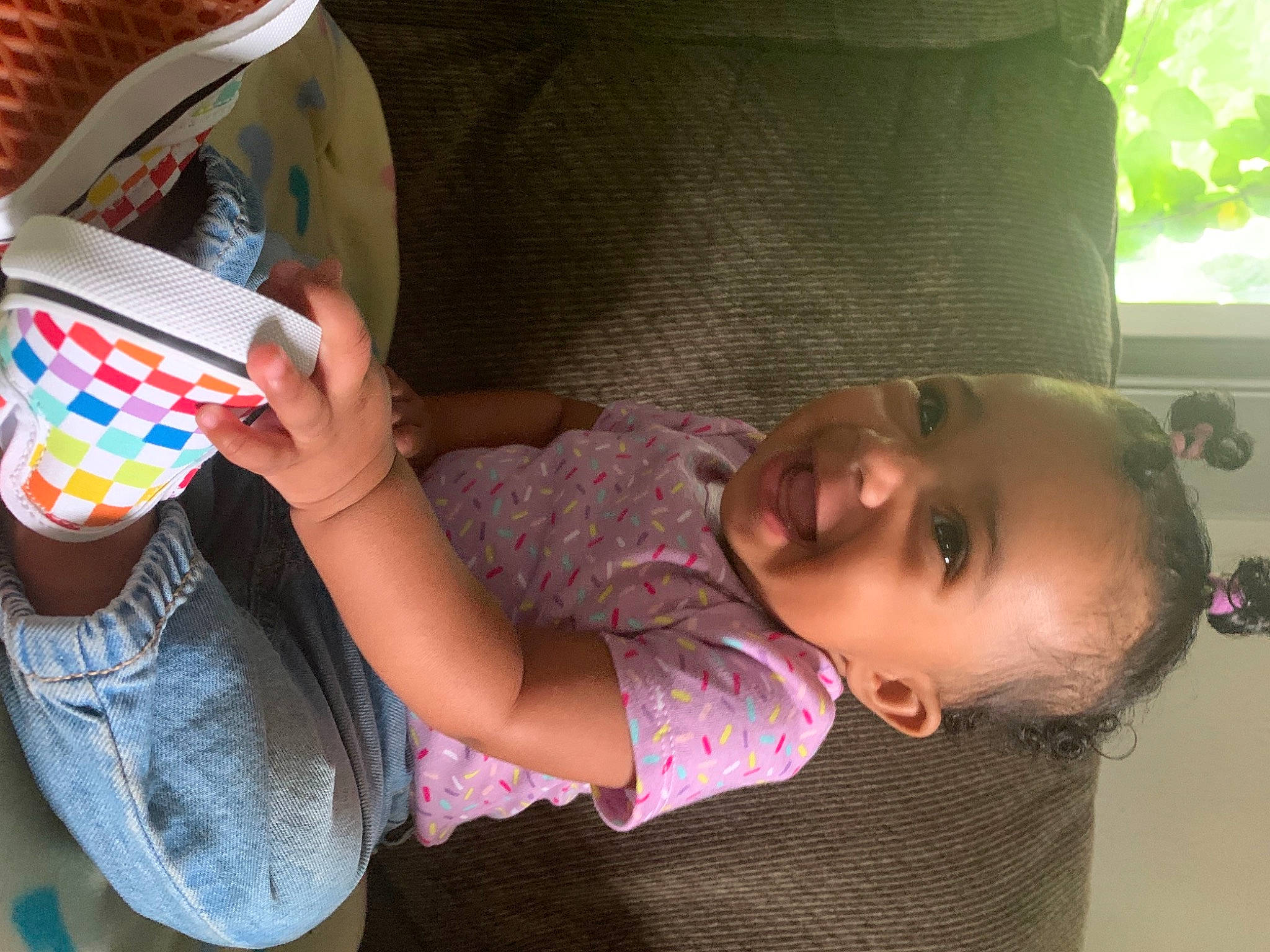 Harlee is registered to the contest to win money with this photo: baby, baby_toddler_clothing, cheek, child, drink, drinking, drinkware, finger, fun, happy, joy, mouth, party, person, personal_protective_equipment, play, room, sitting, skin, smile