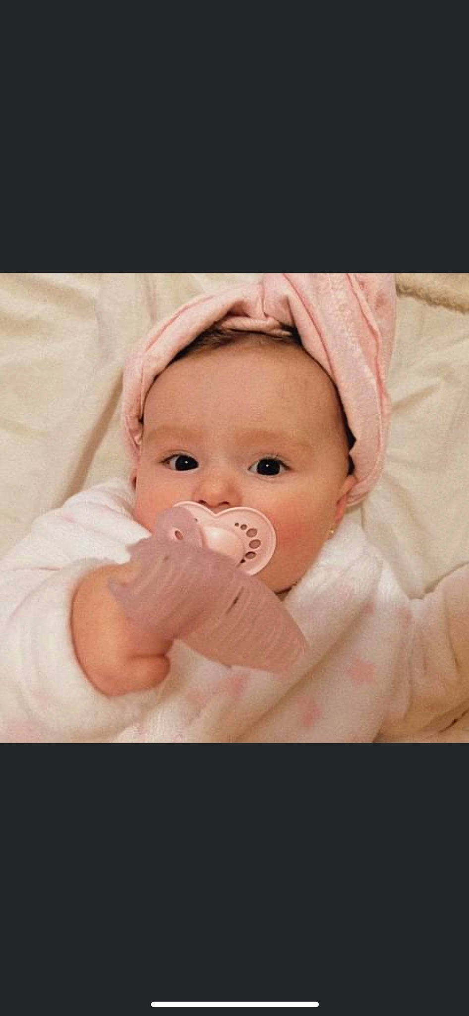 Rosie joined the competition — help win amazing prizes! baby, baby_products, baby_toddler_clothing, cheek, child, comfort, drinkware, eyebrow, eyelash, gesture, happy, head, linens, lip, nail, nose, person, portrait_photography, sweetness, thumb