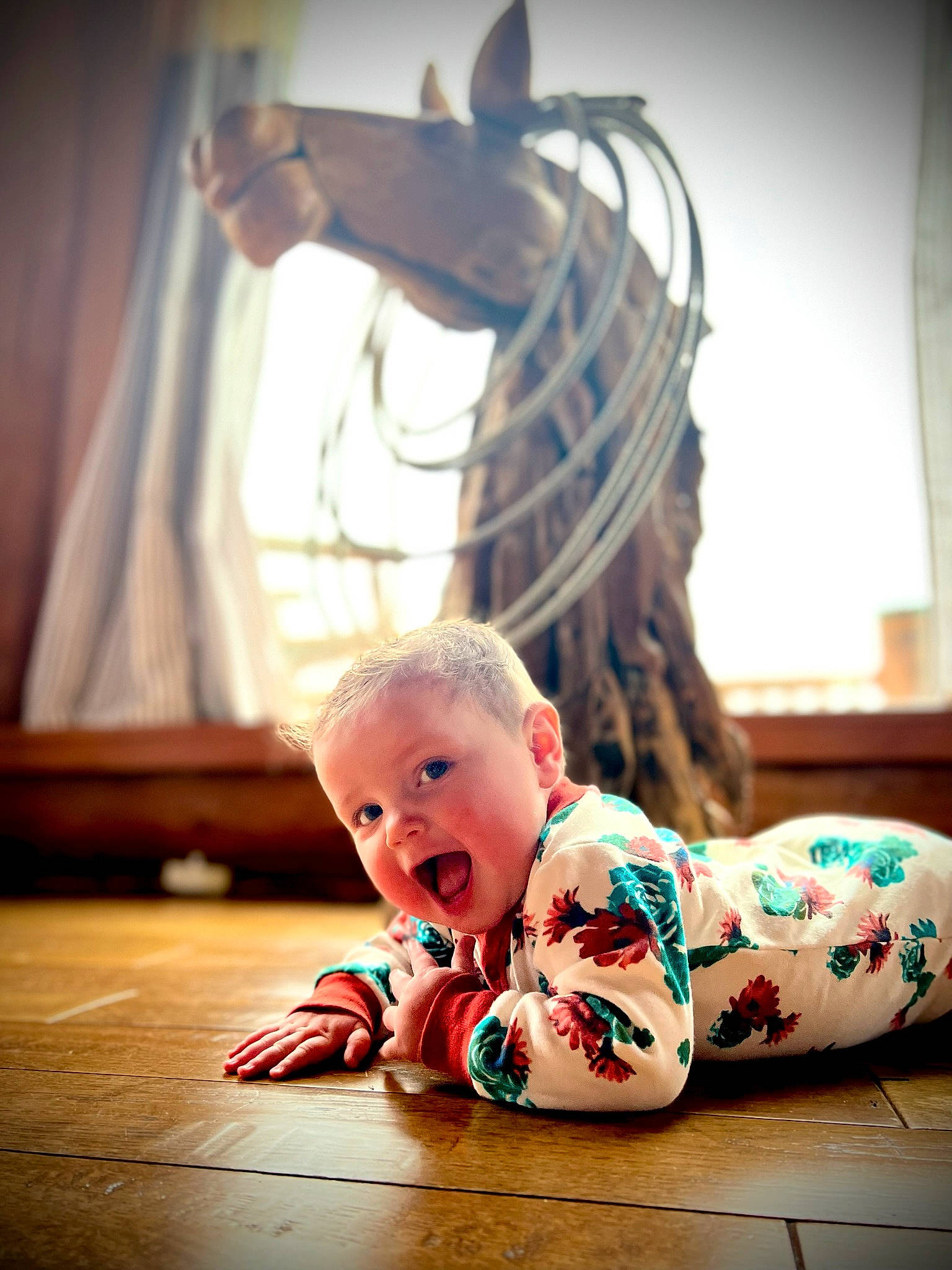Savannah joined the competition — help win amazing prizes! baby, baby_toddler_clothing, beauty, child, comfort, crawling, curtain, event, flash_photography, floor, flooring, foot, happy, hardwood, pattern, person, sitting, sleeve, stock_photography, toddler