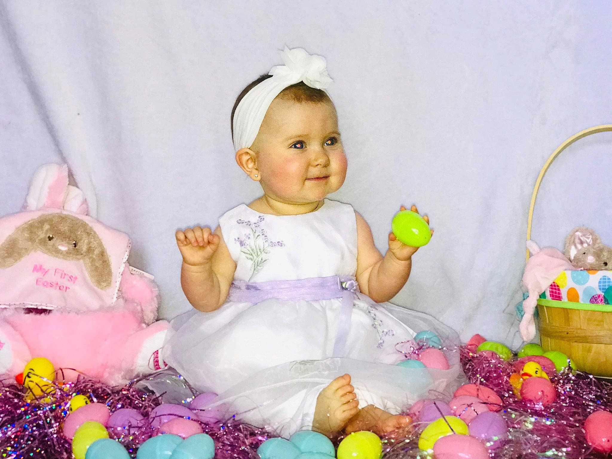 Hayzel joined the competition — help win amazing prizes! baby, baby_toddler_clothing, child, easter, person, pink, play, room, toddler