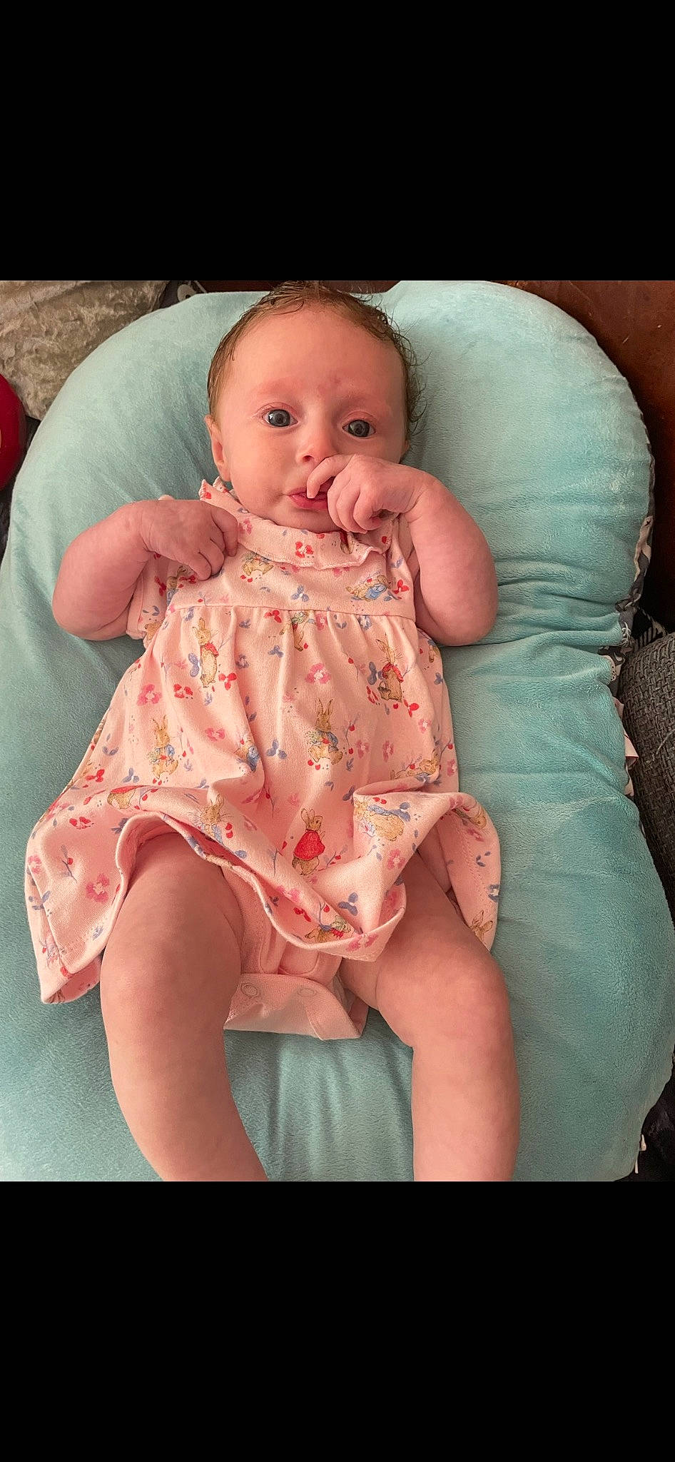 Alaia-rose joined the competition — help win amazing prizes! baby, baby_toddler_clothing, cheek, chin, comfort, dress, eye, face, hair, hand, iris, leg, lip, mouth, neck, nose, person, pink, skin, sleeve