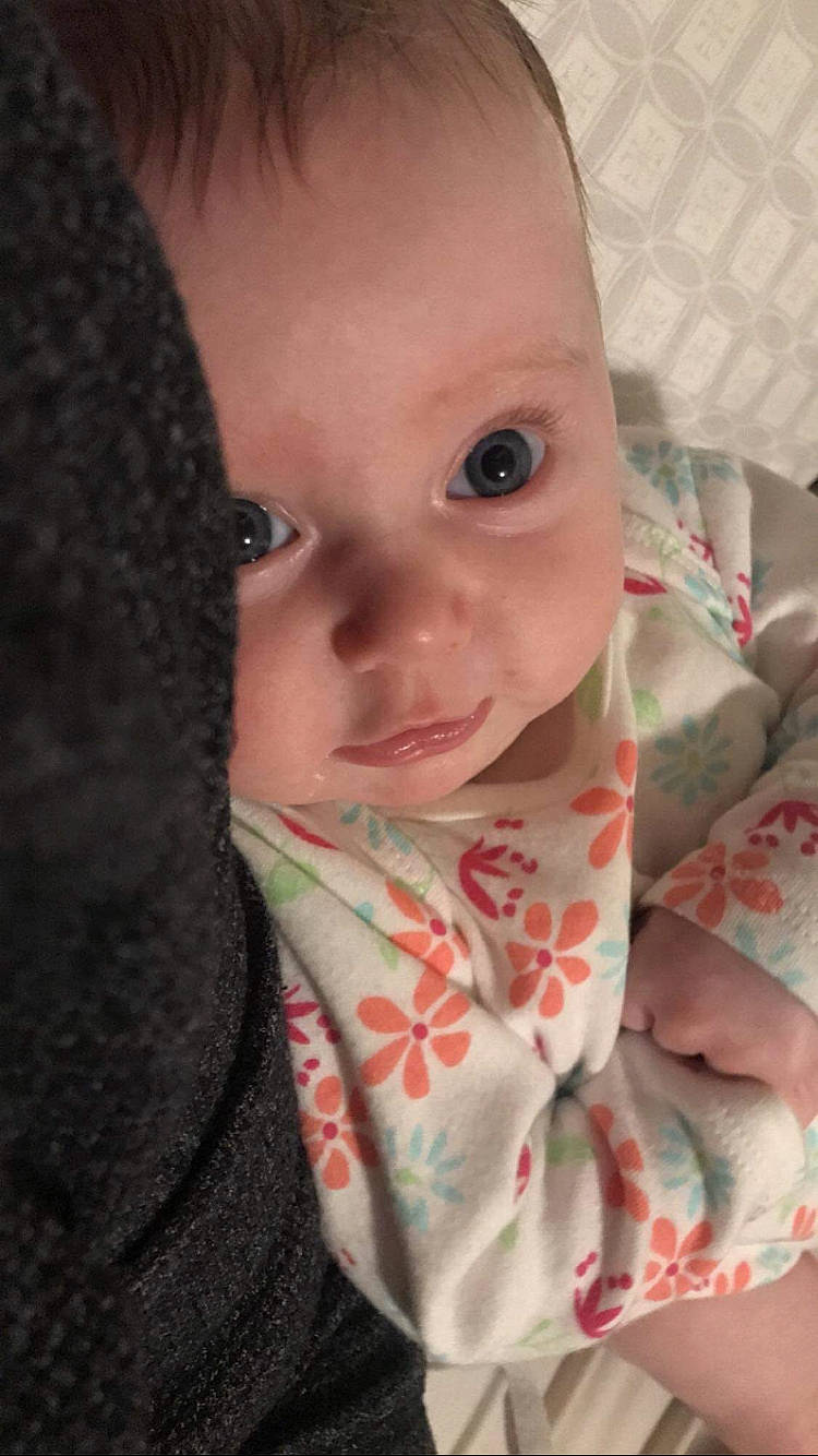 Aubree is registered to the contest to win money with this photo: baby, cheek, child, chin, ear, eye, eyebrow, face, forehead, head, iris, lip, mouth, neck, nose, person, skin, smile, toddler